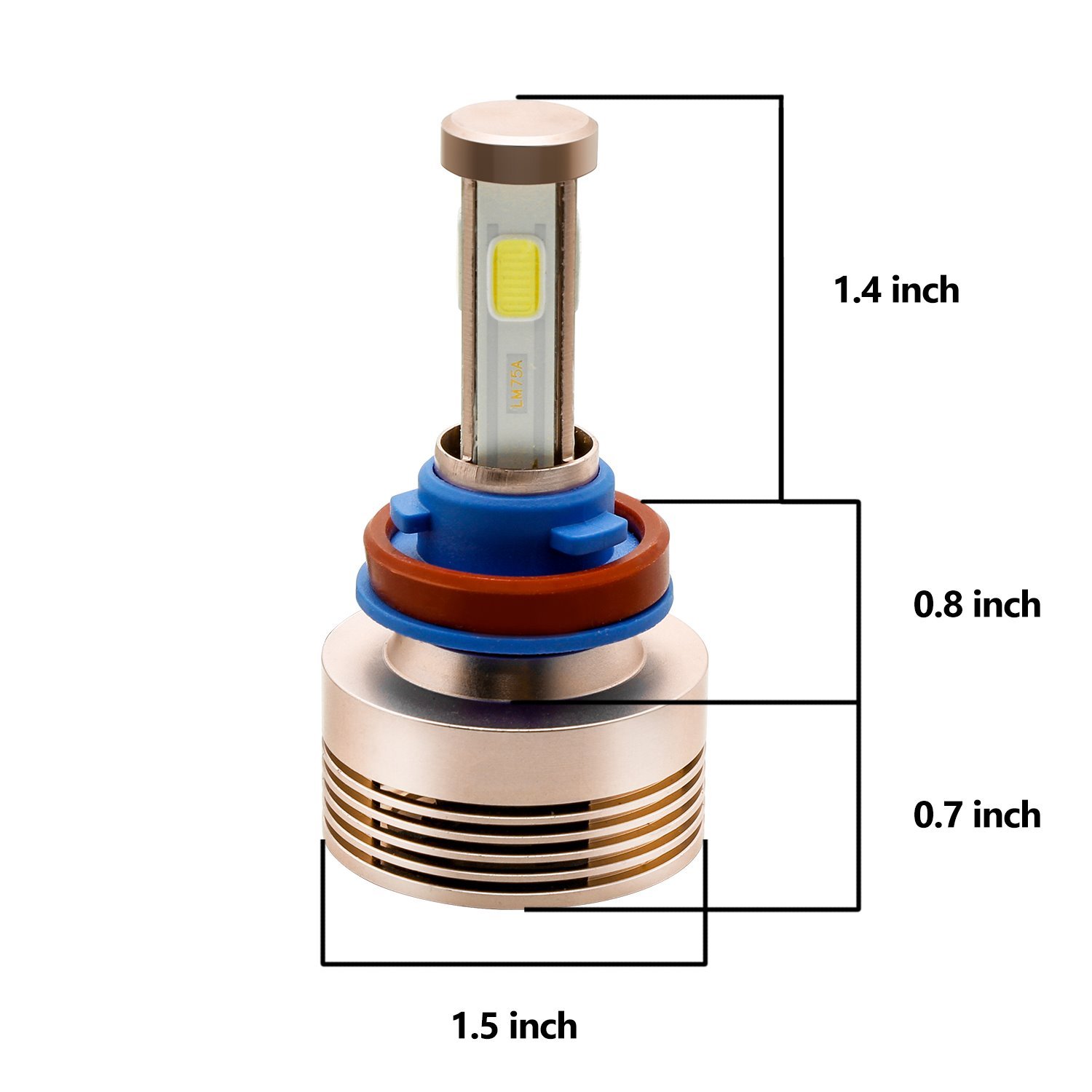 H11LED4S H11 4-Sided Plug-N-Play LED HeadLight Kit, 2,500 LUX, 6,000 Lumens, w/ OEM Kelvin Color