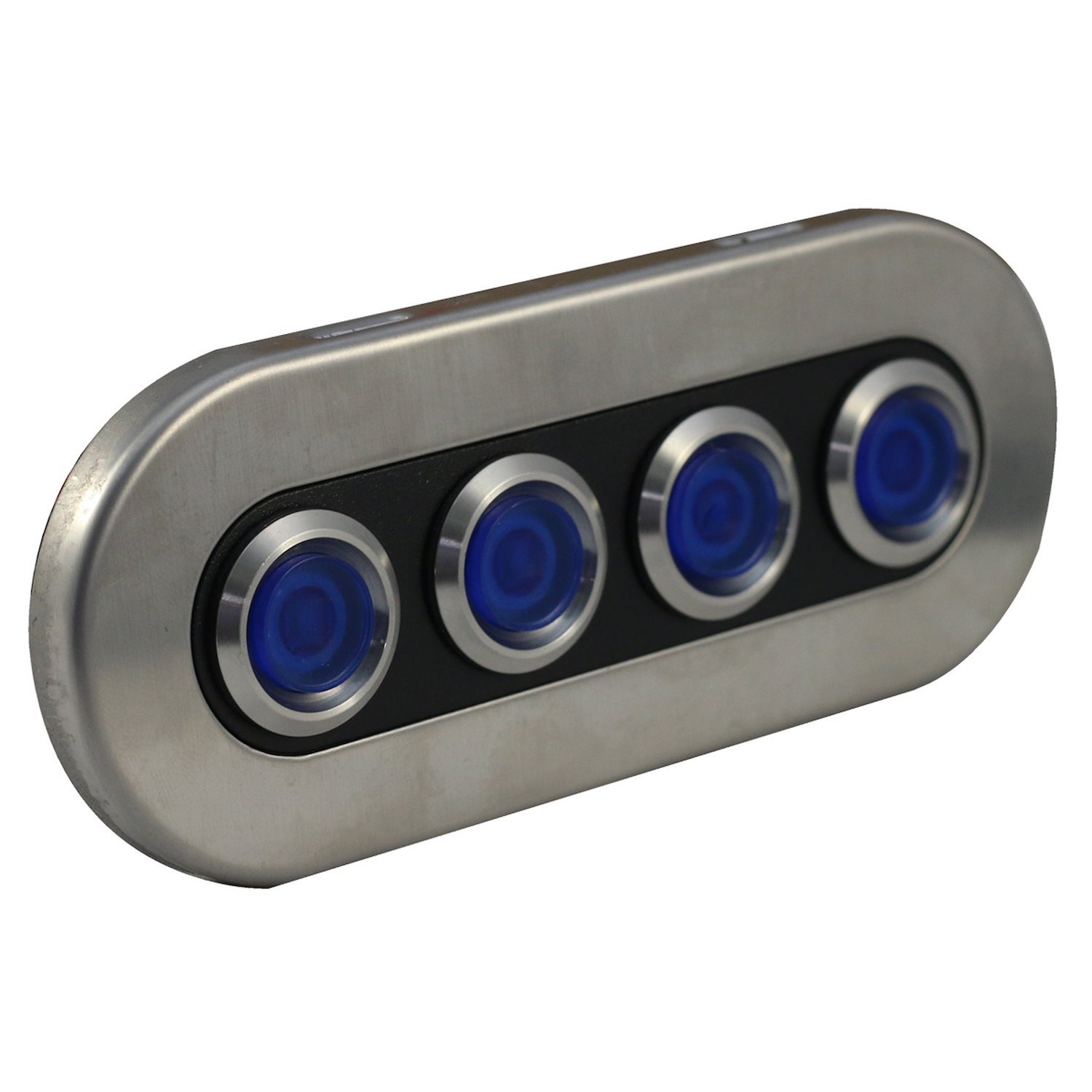 MS4BSS 4-Button 40-Amp Waterproof Stainless Steel Switch Panel, w/ w/ Pre-Wired & Fused Blue LED On-Off Switches