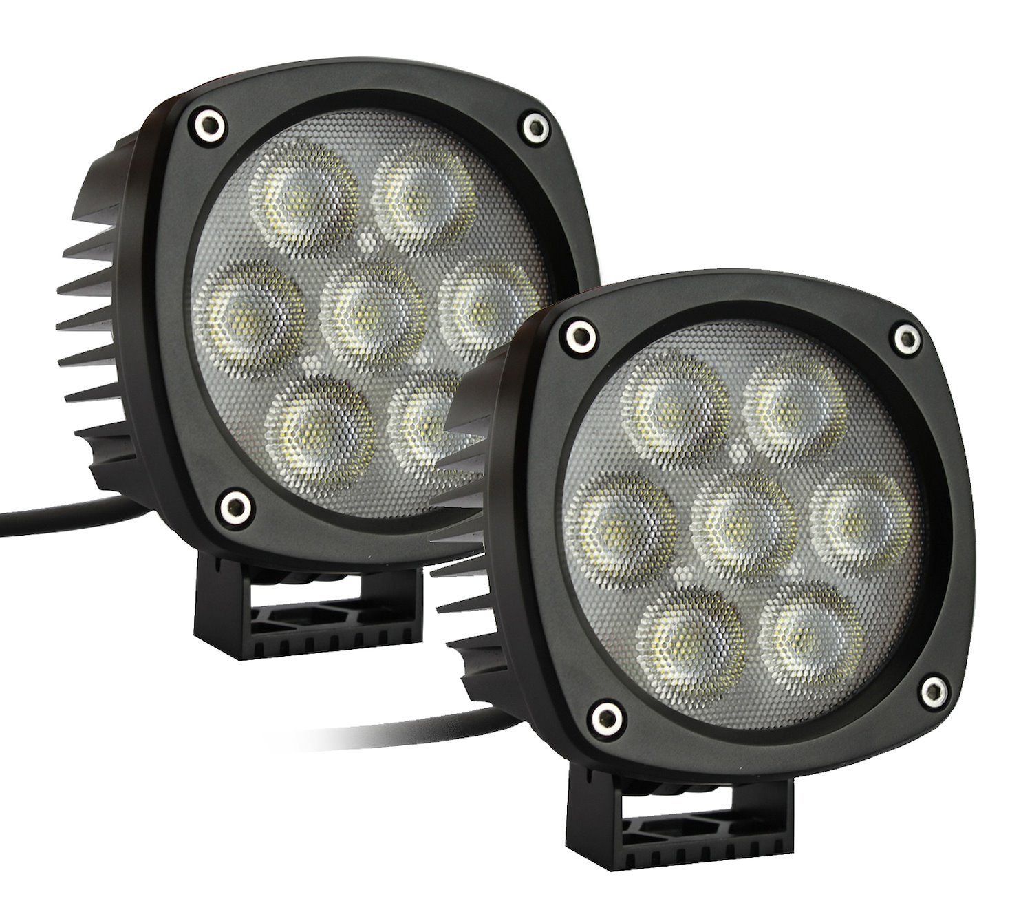 RS-4CREE-35W-2 Professional-Grade HD-Series 4.3 in. Round LED Spot Light, Pair, w/ Dual Output Harness included