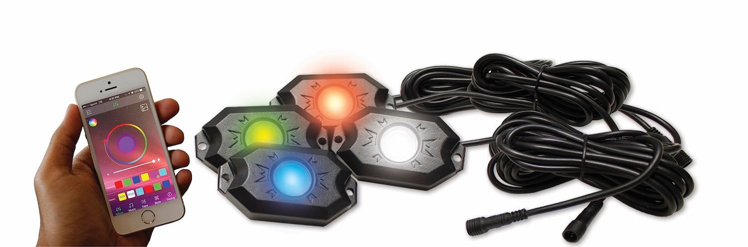 RS4PRGBW 4-POD RGBW Hi-Power Rock Light Complete Kit, w/ Bluetooth APP Controls