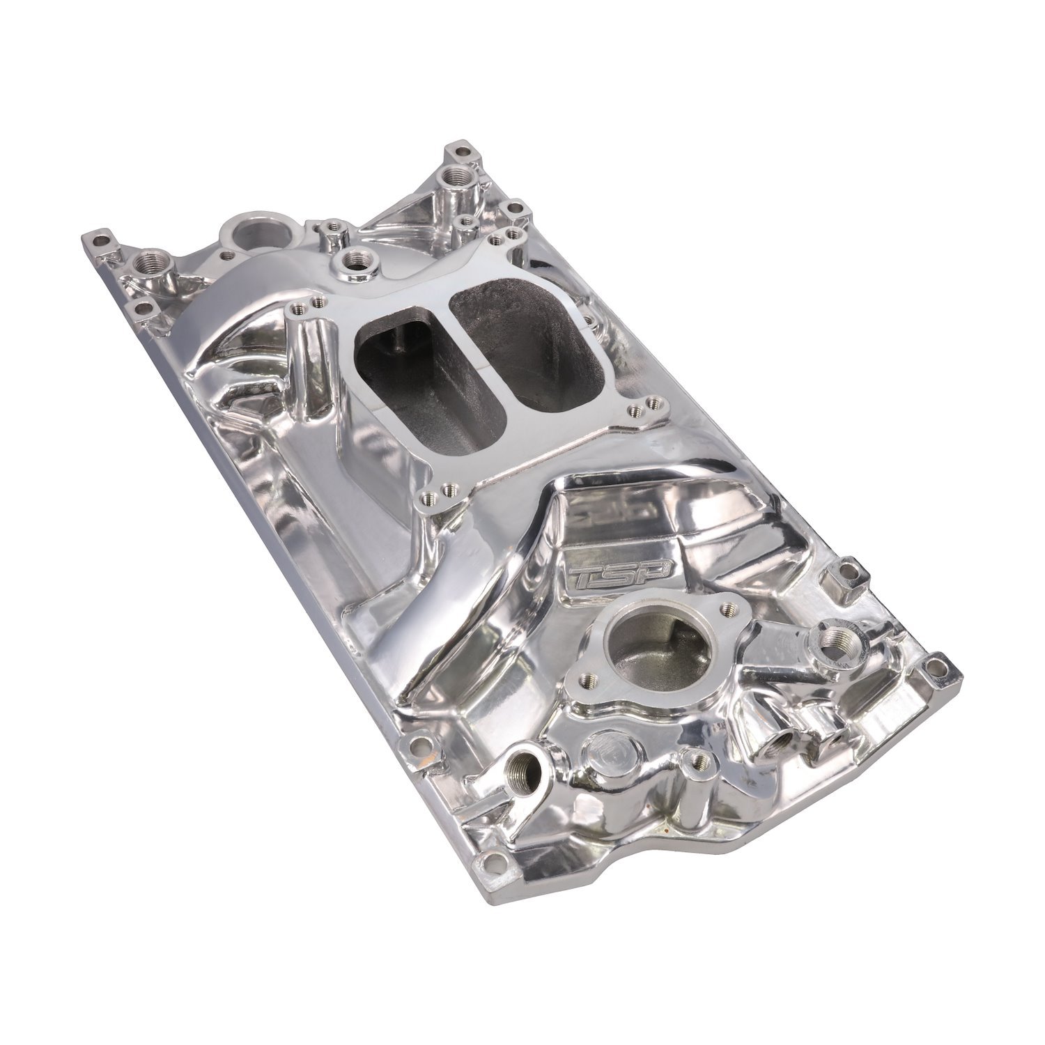 82006 Intake Manifold, Chevy Small Block Carb. Aluminum Dual Plane, Polished