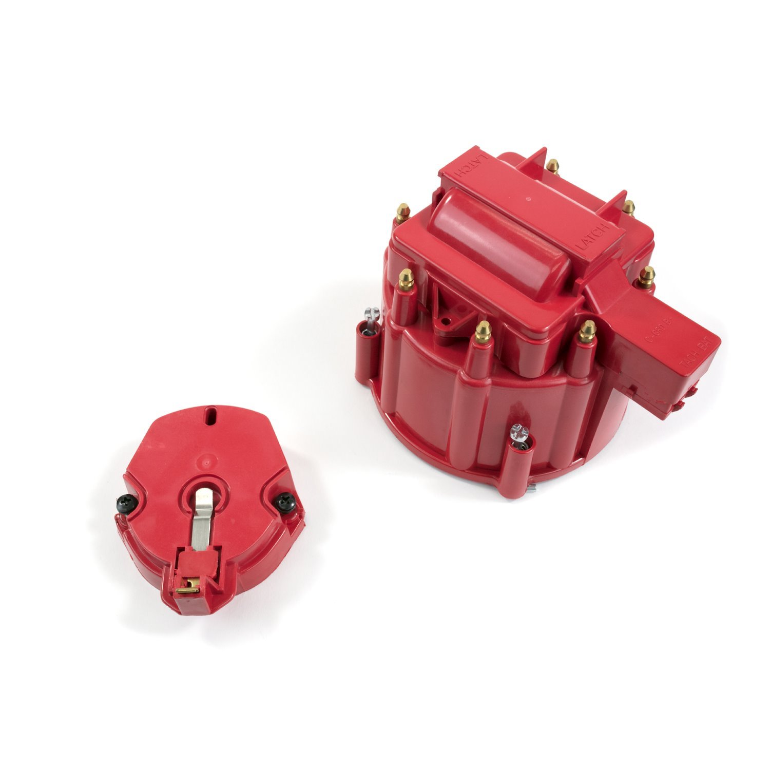 JM6951R HEI Distributor Standard Cap and Rotor Kit, 8 Cylinder Male, Red