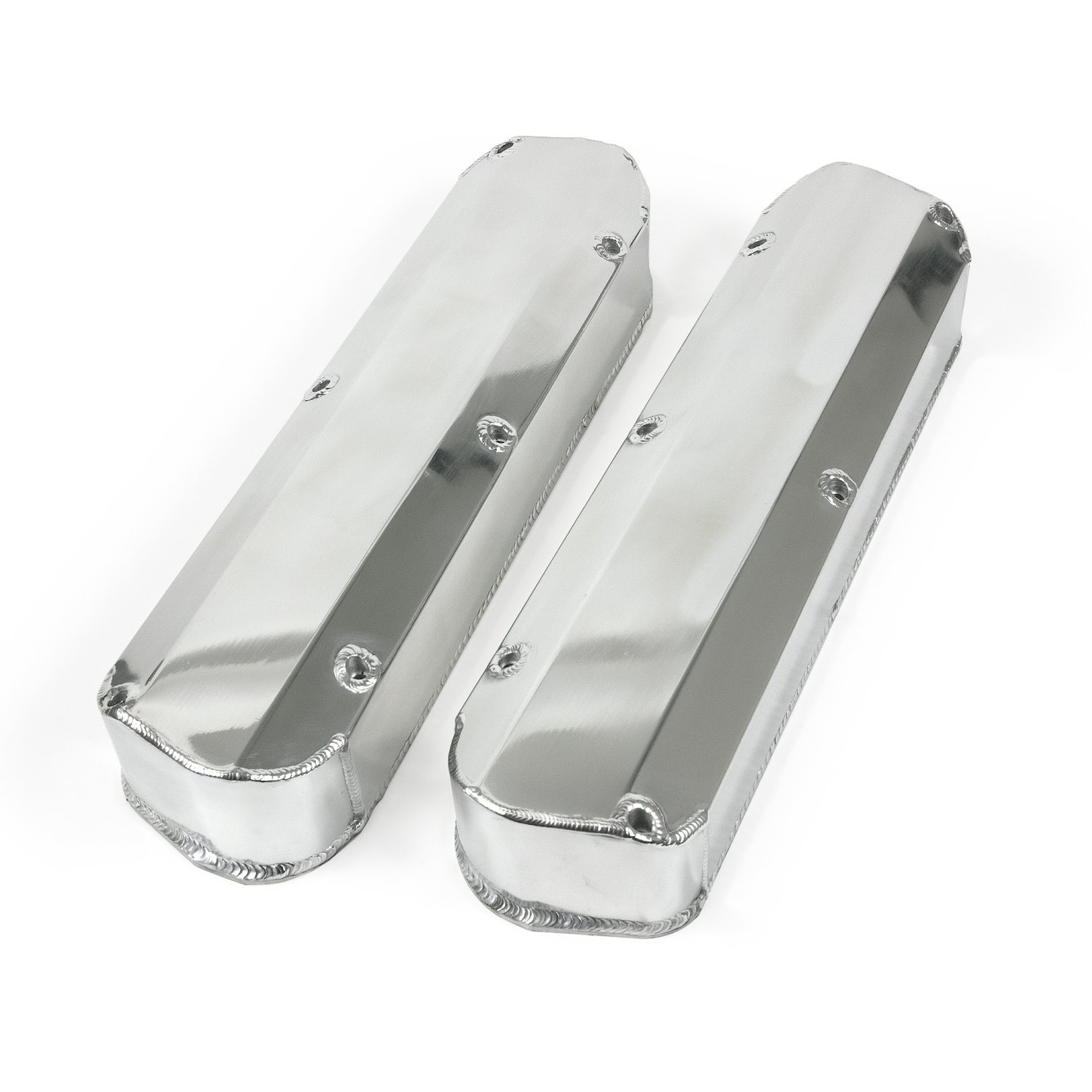 JM8093-2P Valve Covers, Fab. Alum., Long Bolt w/o Holes SBF, Polished