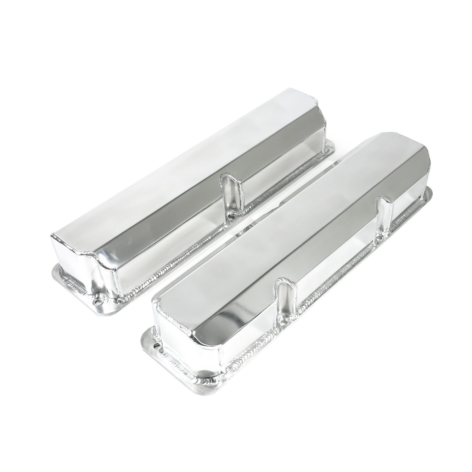 JM8098-3CA Valve Covers, Fab. Alum., Short Bolt w/o Holes Ford FE, Clear Anodized