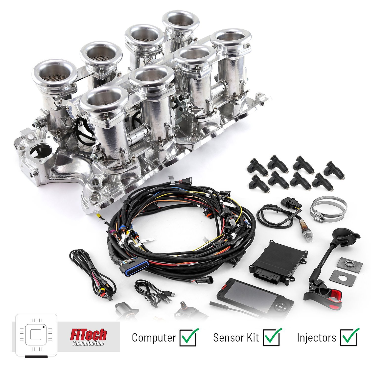 1-135-007-02 Ford BB 460 Downdraft & FiTech Ultra EFI Fuel Injection System [Polished]