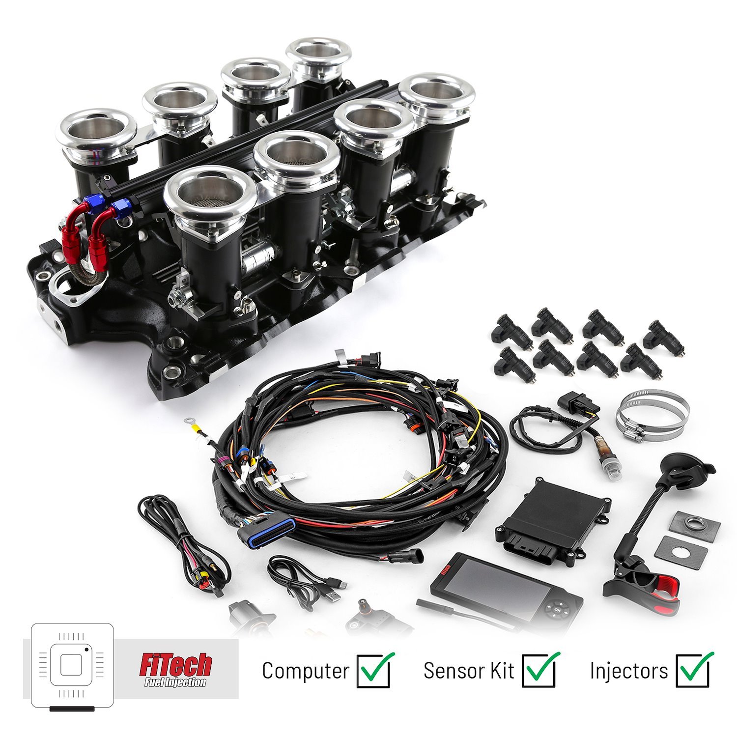 1-135-011-02 Ford BB 460 Downdraft & FiTech Ultra EFI Fuel Injection System [Black]