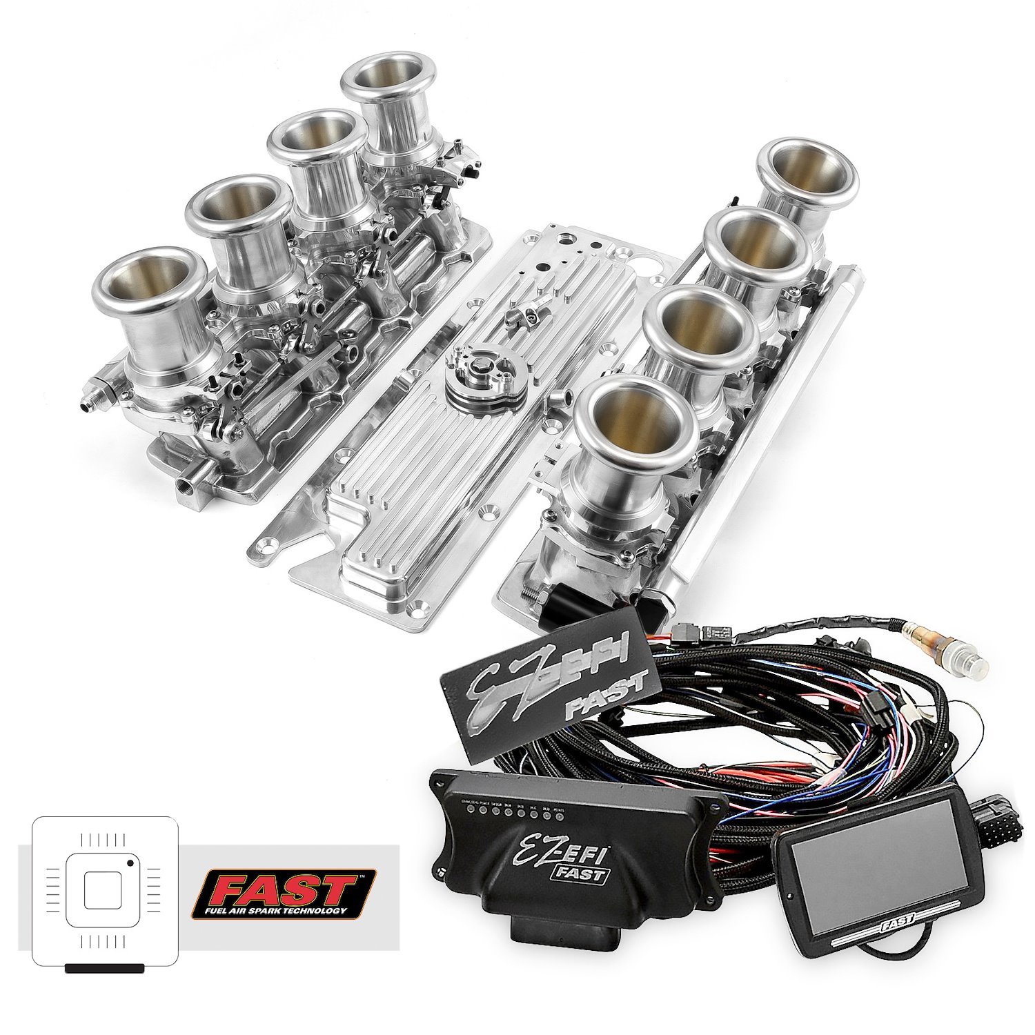 1-135-016 Chevy GM LS1 Downdraft + FAST EZ-EFI 2.0 Fuel Injection System - Polished