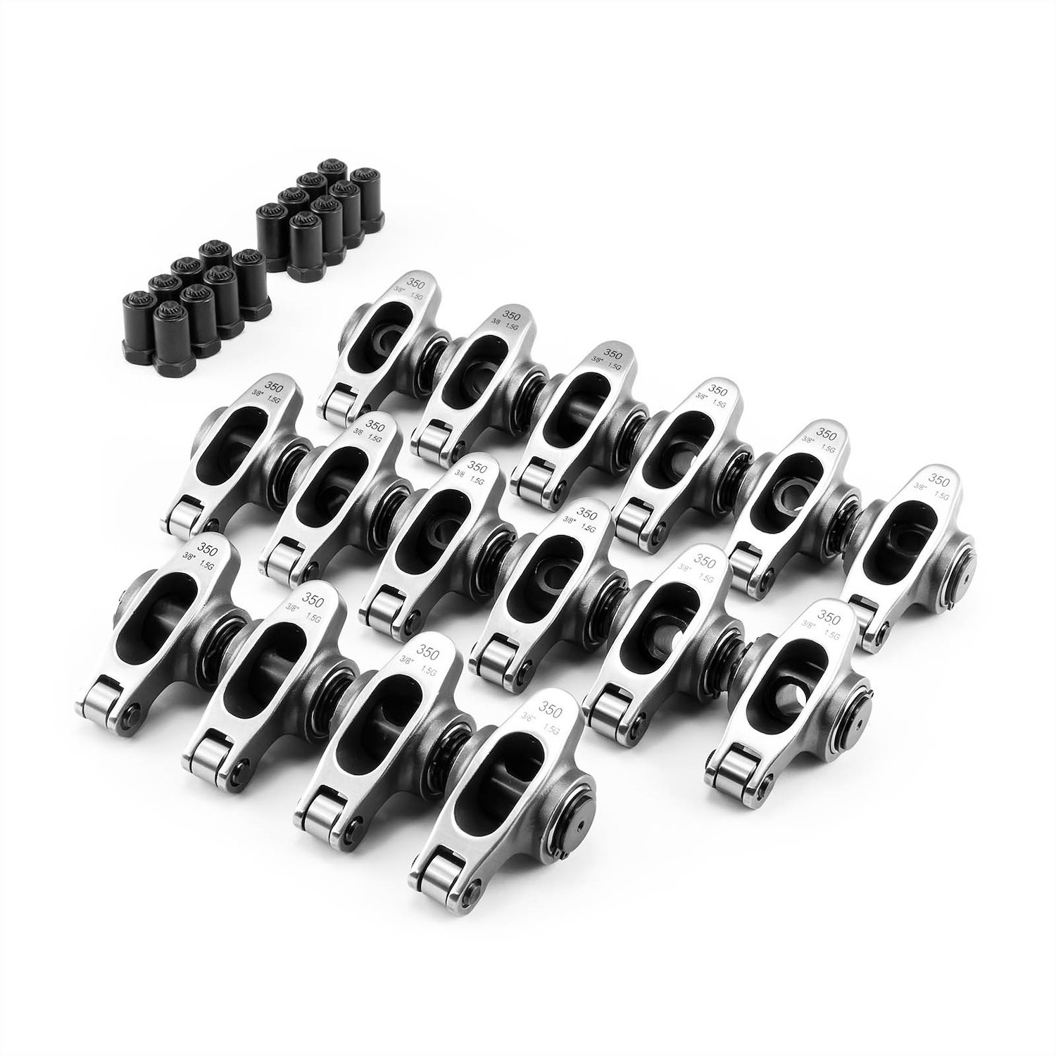 PCE261.1066.01 Chevy SBC 350 1.5 Ratio 7/16 in. Stainless Steel Roller Rocker Arm Set