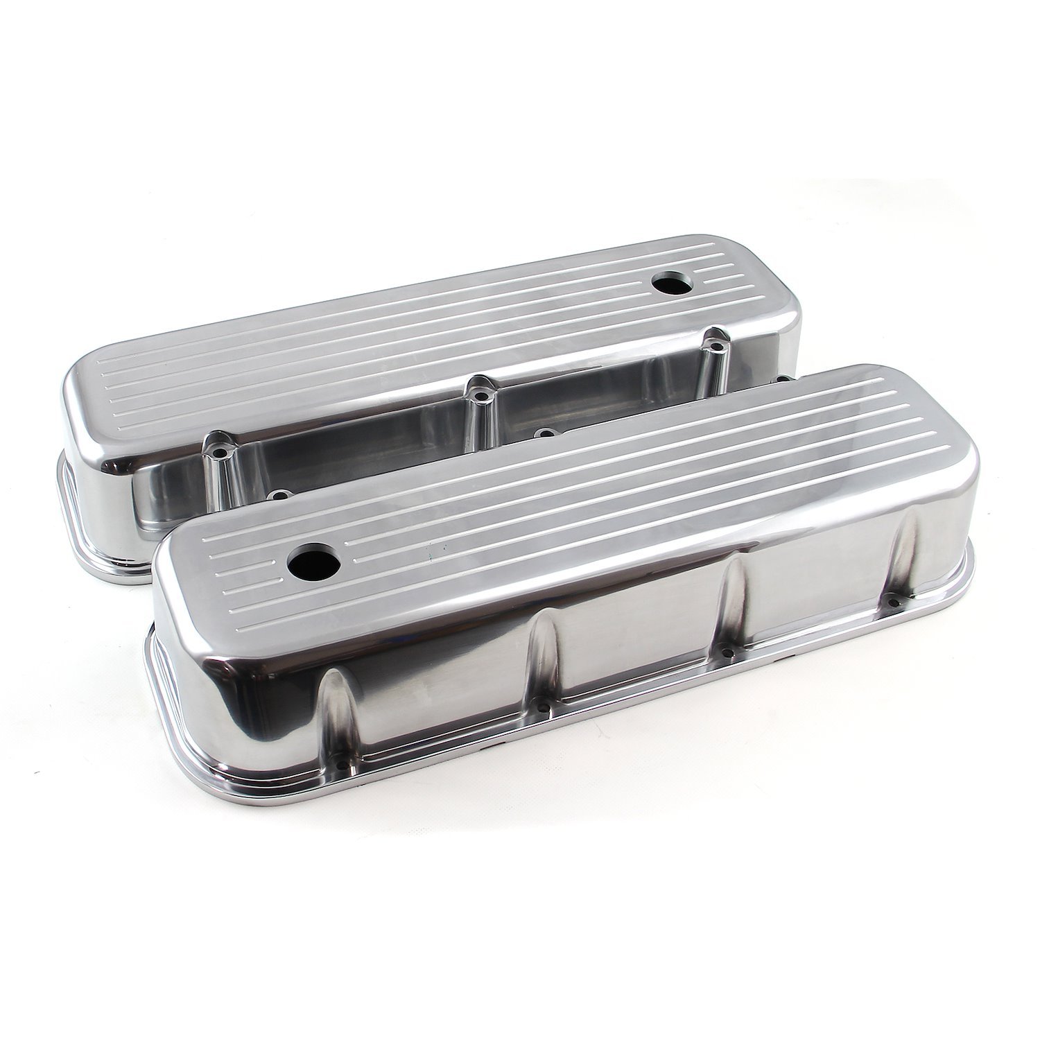 PCE314.1028.06 Chevy BBC 454 Polished Aluminum Ball Milled Valve Cover - Tall w/ Hole