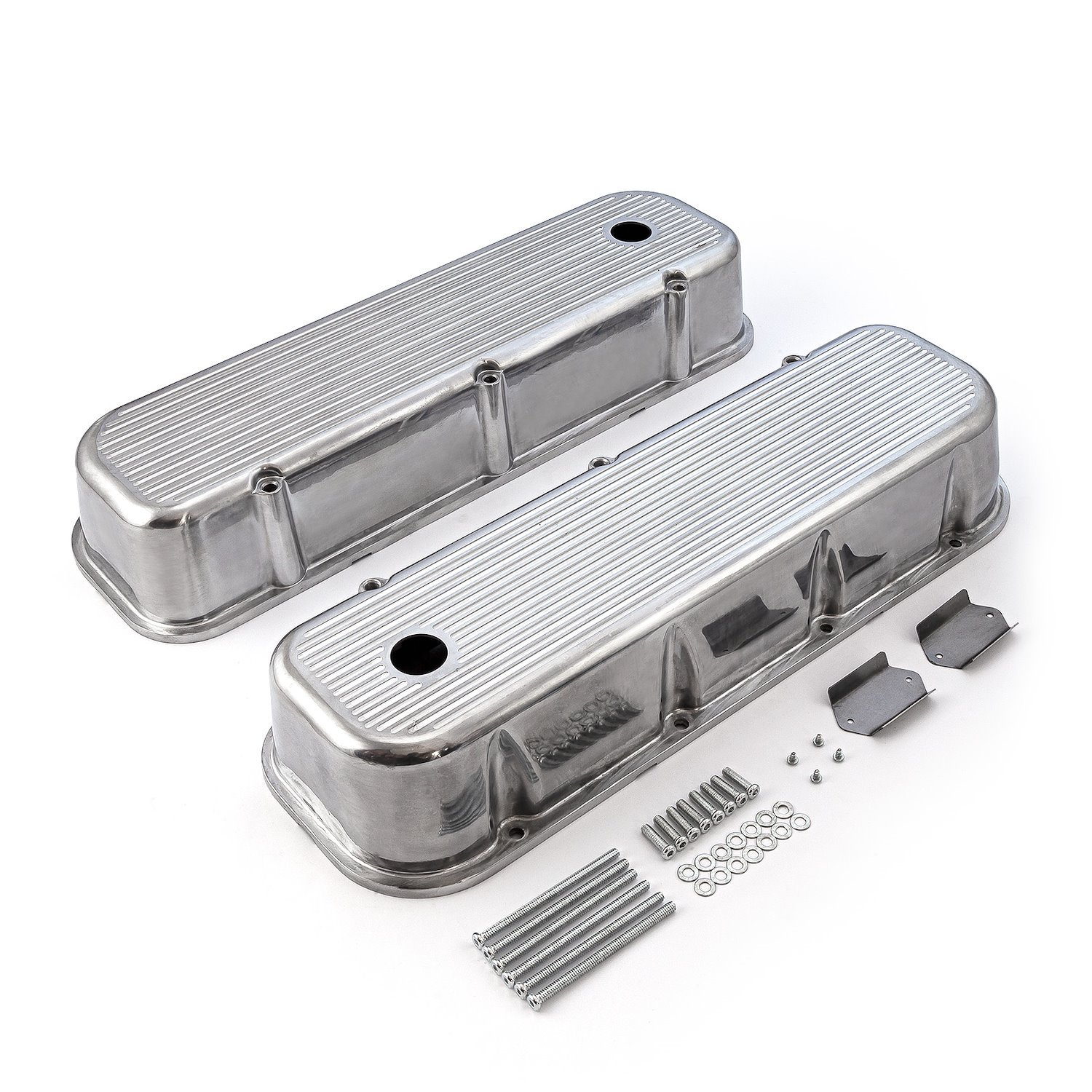 PCE314.1028.07 Chevy BBC 454 Polished Aluminum Ball Milled Valve Covers - Tall w/ Hole