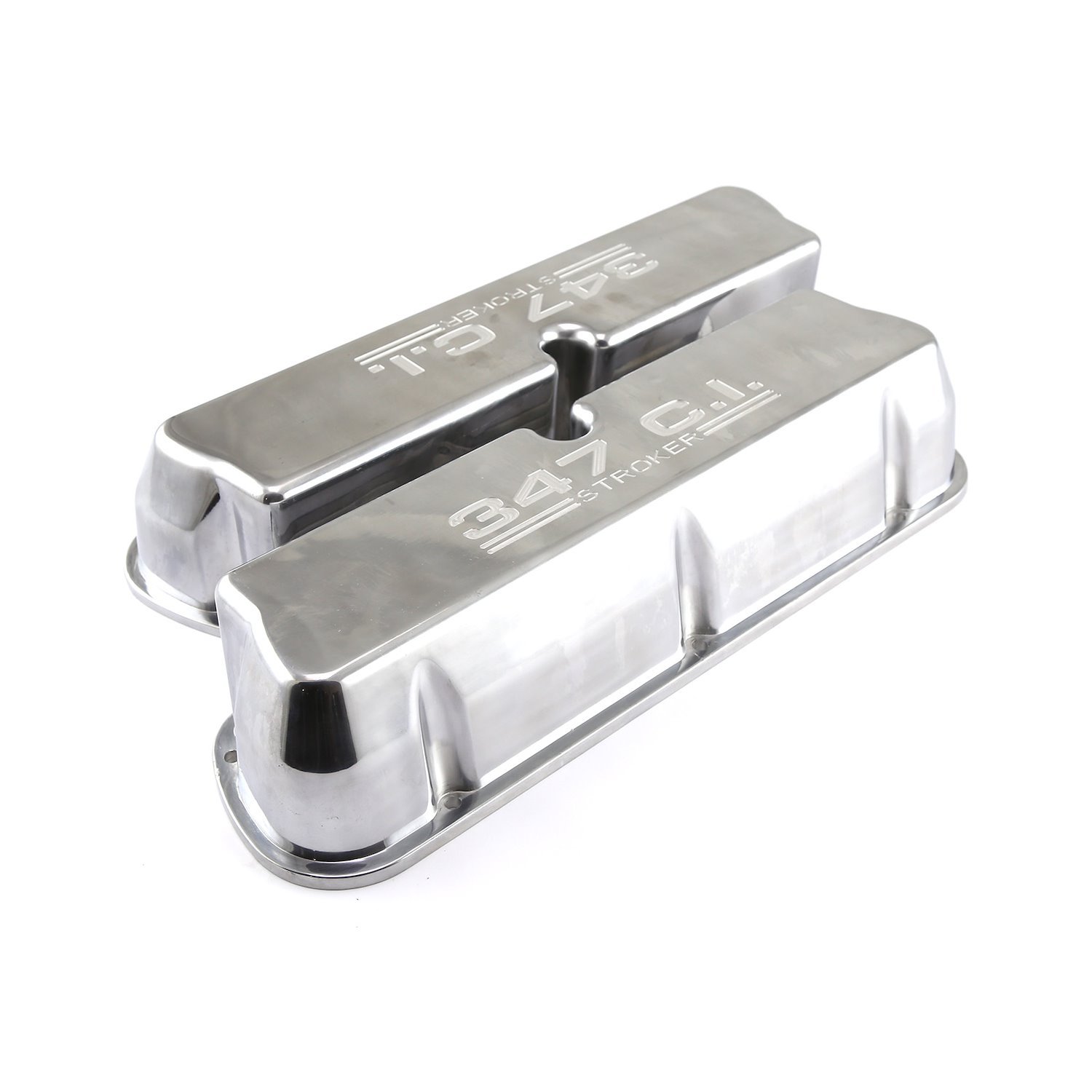 PCE314.1031.02 Ford SB 289 302 351 Windsor Polished Alum. 347 Stroker Valve Covers Tall No Hole