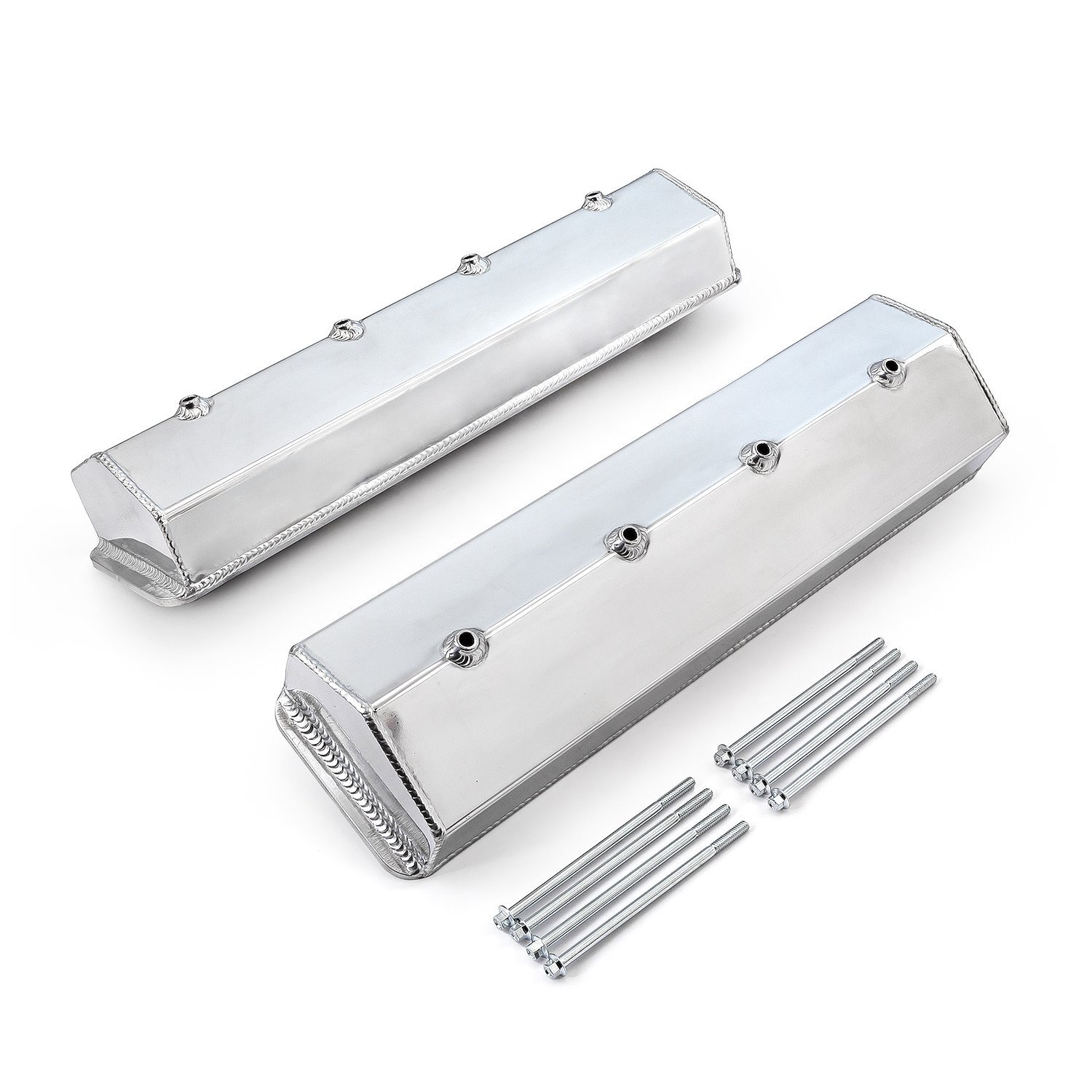 PCE314.1137.01 Chevy SBC 350 Vortec Center Bolt Fabricated Valve Covers Polished Tall w/o Hole