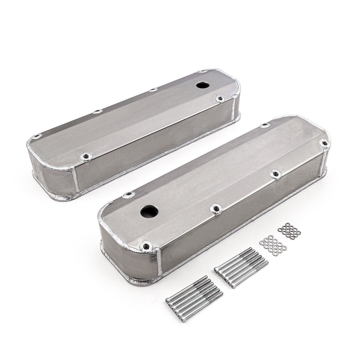 PCE314.1208.01 Ford BBF 429 460 Satin Long Bolt Fabricated Valve Covers - Tall w/ Hole