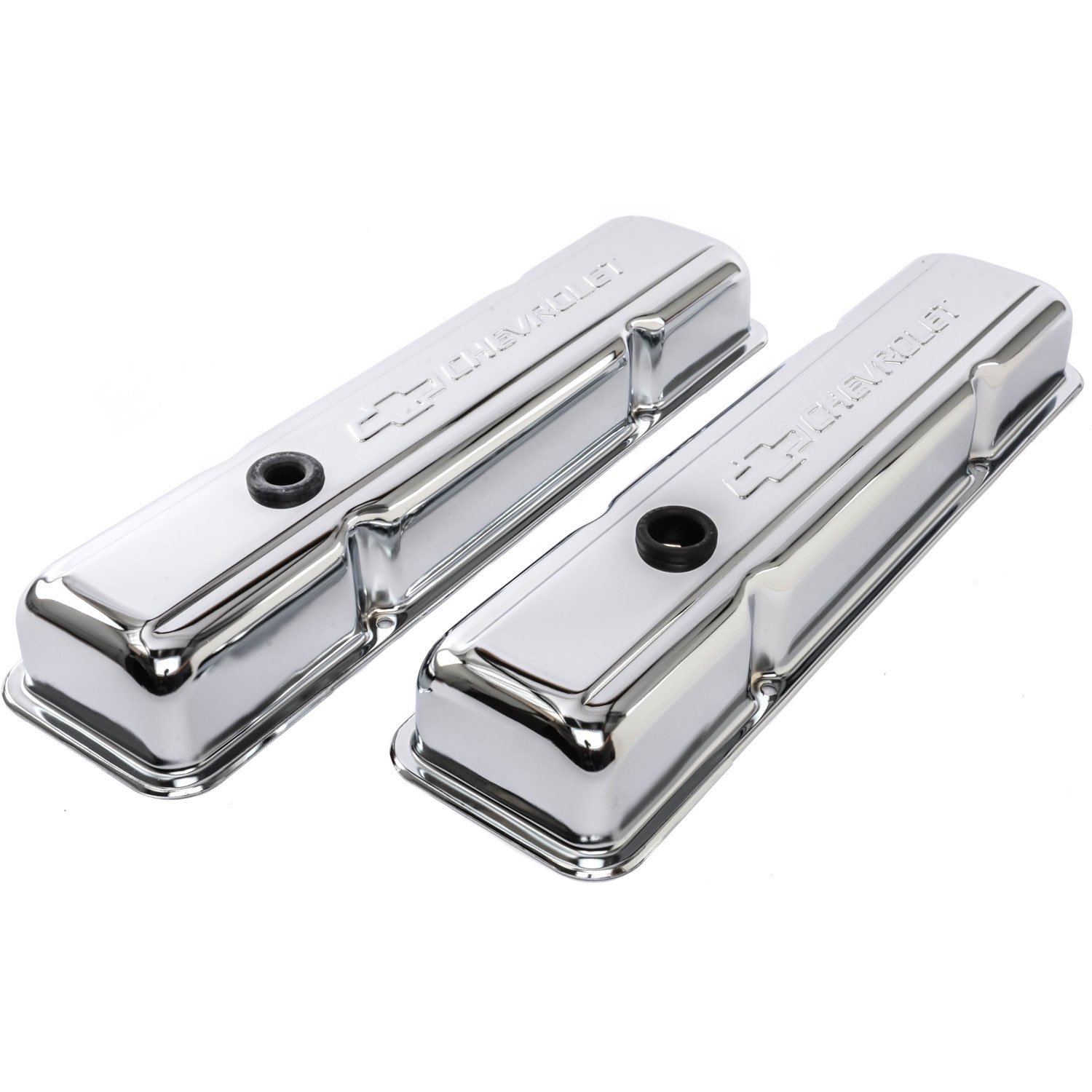 Chrome Short Valve Covers with Embossed Bowtie &