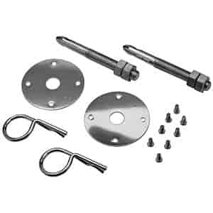 Hood Pin Kit Includes: Stainless Steel Scuff Plates, Safety Pins, and Hardware