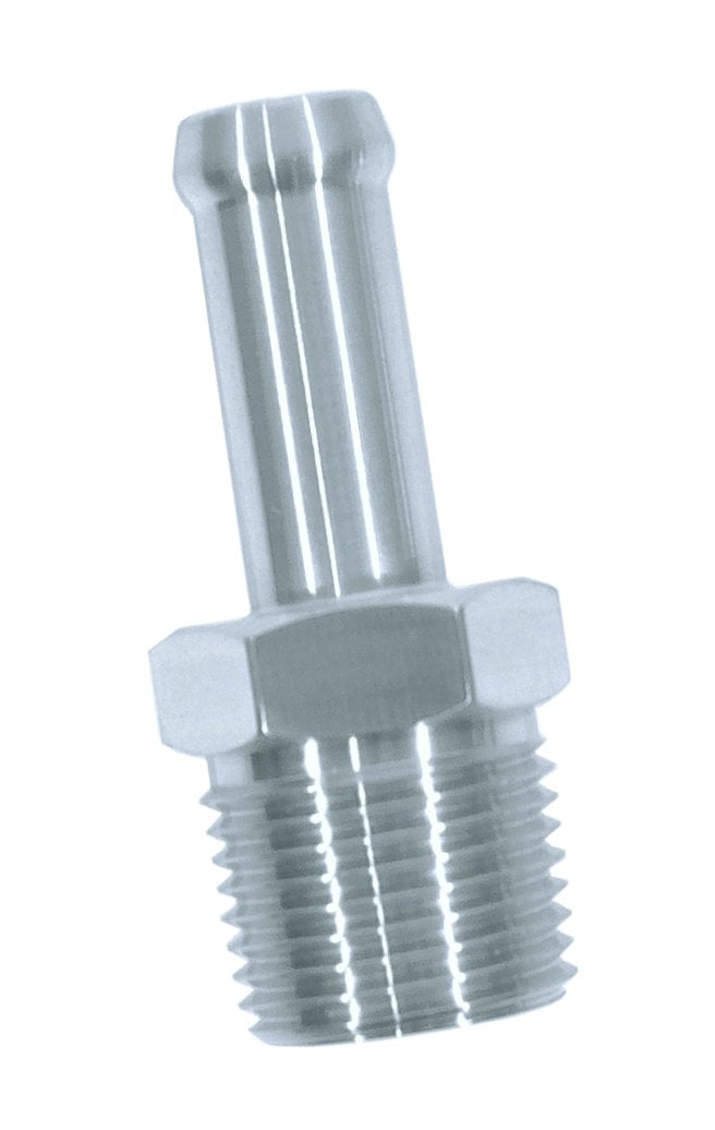 Fuel/Vacuum Hose Barb Fitting, 3/8 in. NPT x 3/8 in. Hose Barb, 1 3/4 in. Length [Natural Finish]