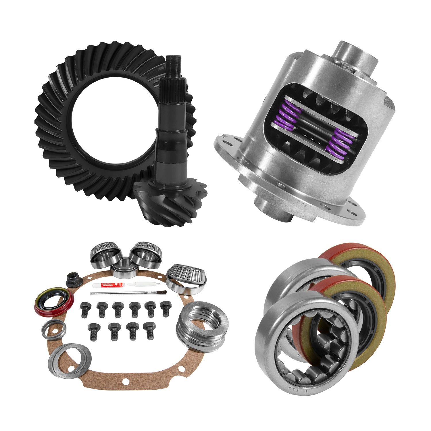 USA Standard 10675 8.8 in. Ford 3.27 Rear Ring & Pinion Install Kit, 28Spl Posi, 2.25 in. Axle Bearings