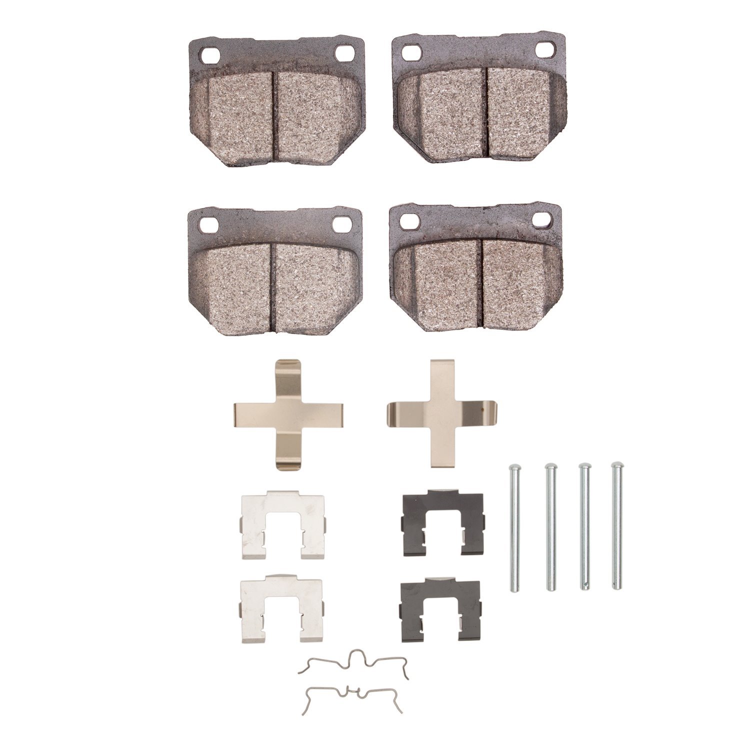 Ceramic Brake Pads & Hardware Kit, 1989-1996 Infiniti/Nissan, Position: Rear
