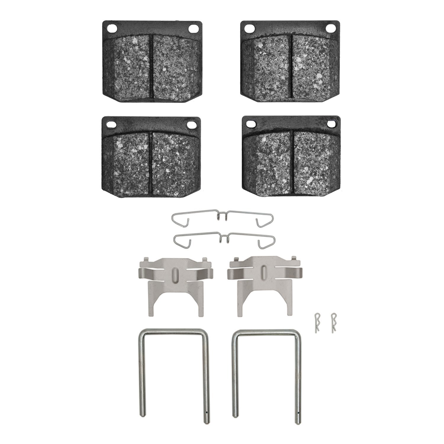 Semi-Metallic Brake Pads & Hardware Kit, 1974-1980 GM, Position: Front