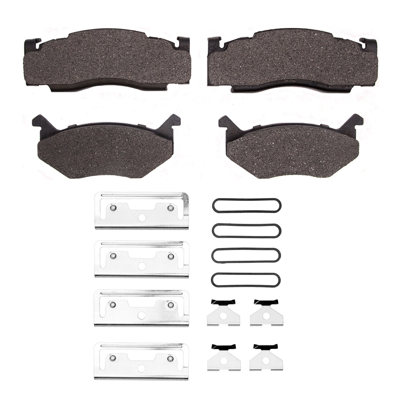 Semi-Metallic Brake Pads & Hardware Kit, 1973-1989 Mopar, Position: Front & Rear