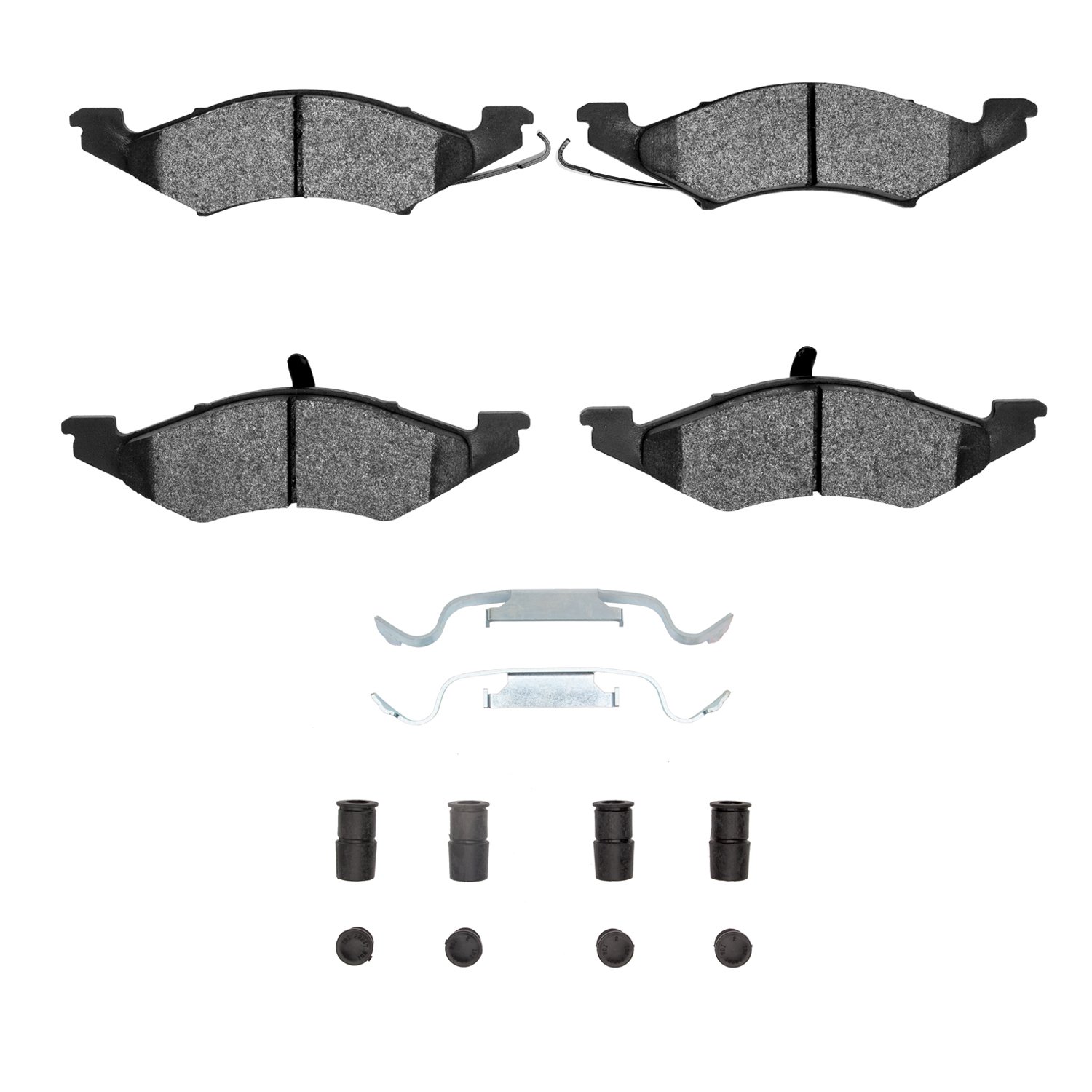 Semi-Metallic Brake Pads & Hardware Kit, 1983-1983 Ford/Lincoln/Mercury/Mazda, Position: Front