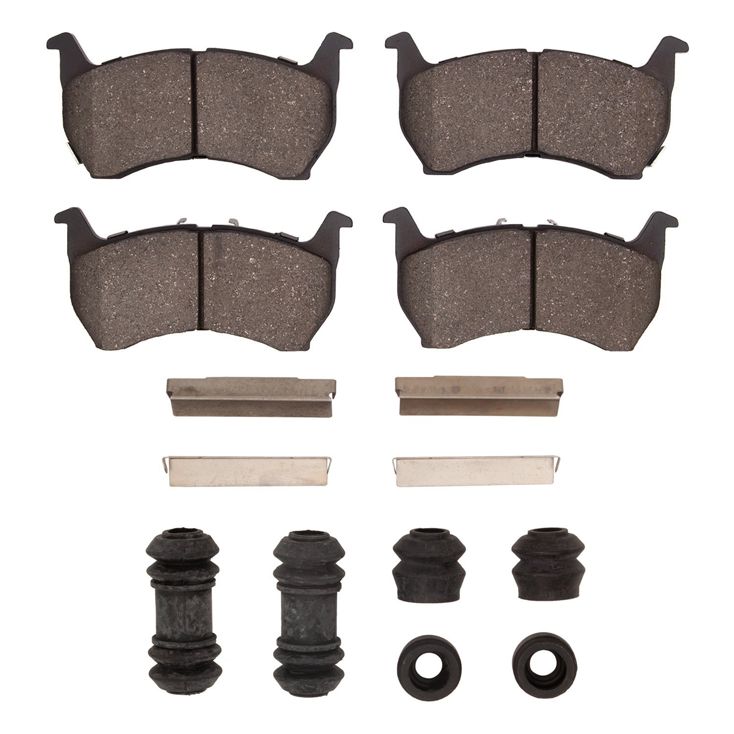 Semi-Metallic Brake Pads & Hardware Kit, 1983-1987 Ford/Lincoln/Mercury/Mazda, Position: Front