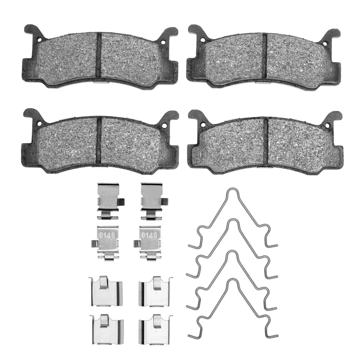 Semi-Metallic Brake Pads & Hardware Kit, 1987-1995 Ford/Lincoln/Mercury/Mazda, Position: Rear
