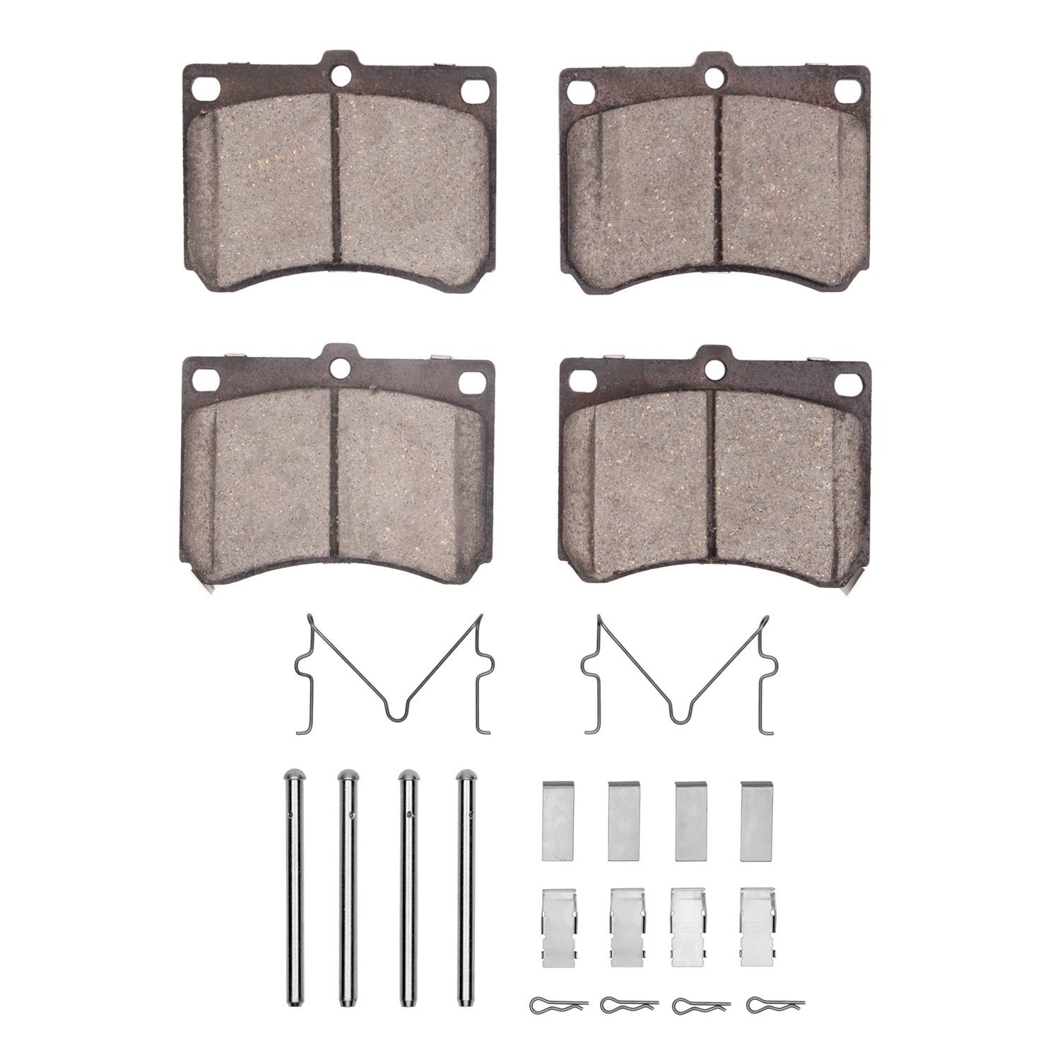 Semi-Metallic Brake Pads & Hardware Kit, 1990-2003 Ford/Lincoln/Mercury/Mazda, Position: Front