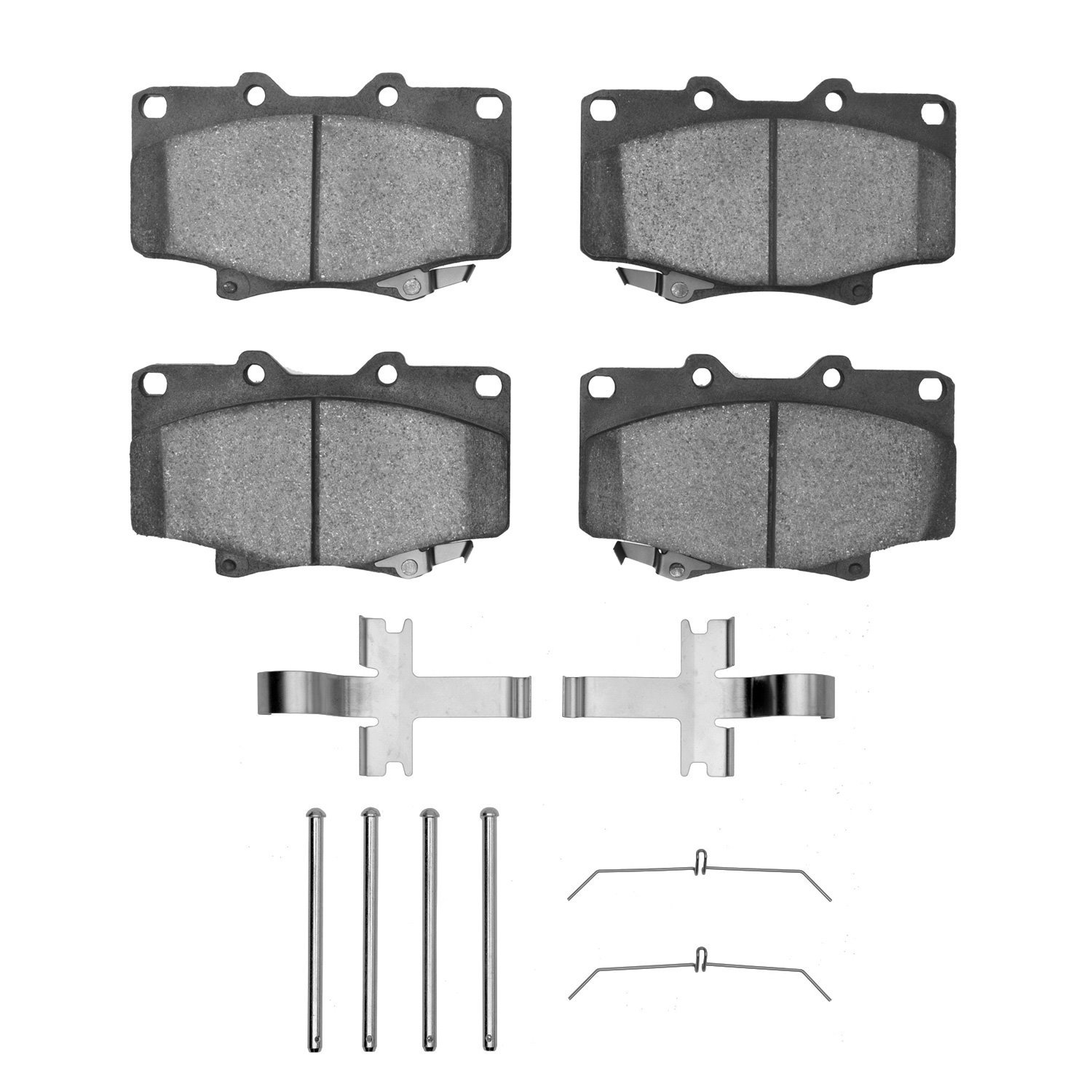 Semi-Metallic Brake Pads & Hardware Kit, 1990-1992 Lexus/Toyota/Scion, Position: Front