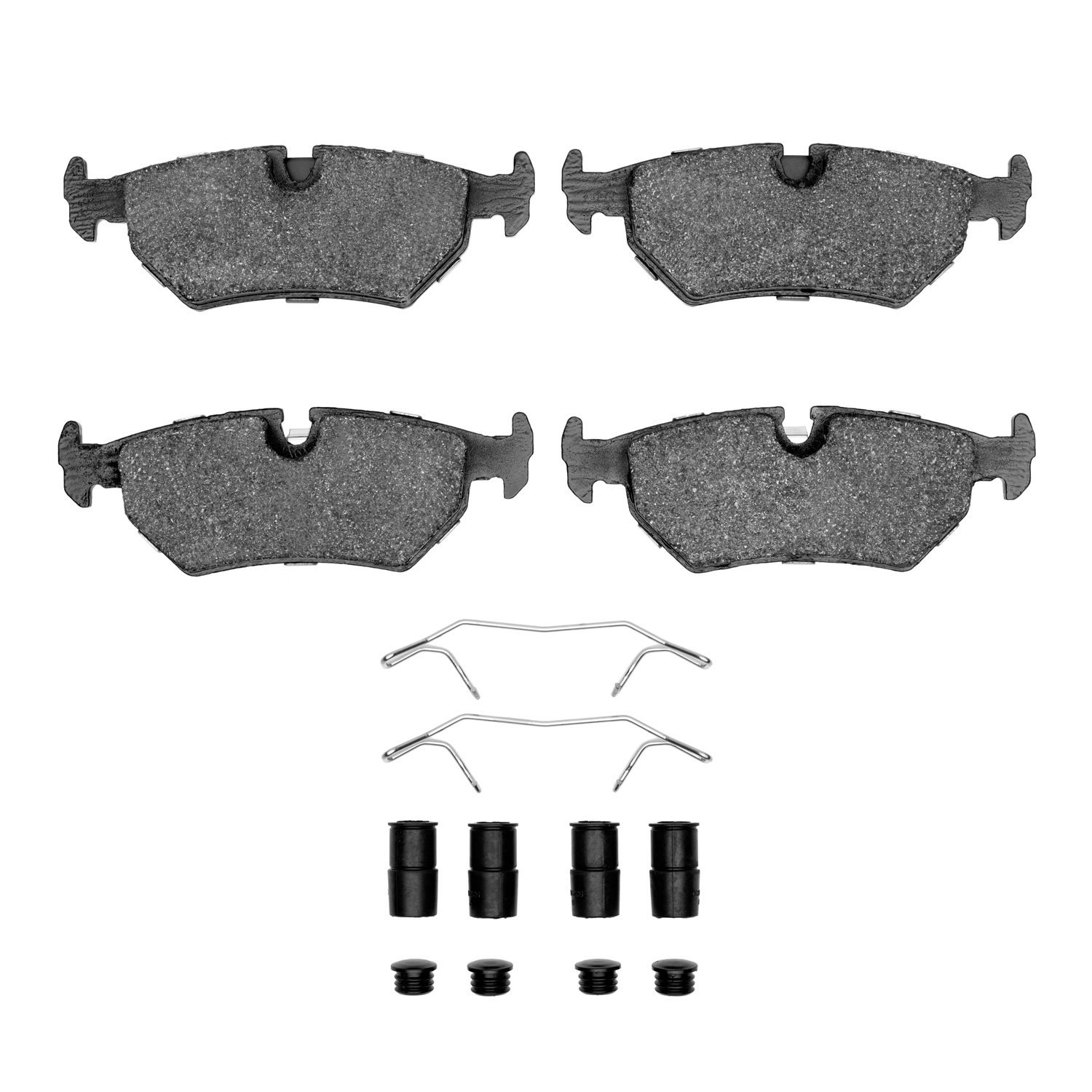 Semi-Metallic Brake Pads & Hardware Kit, 1990-1995 Jaguar, Position: Rear