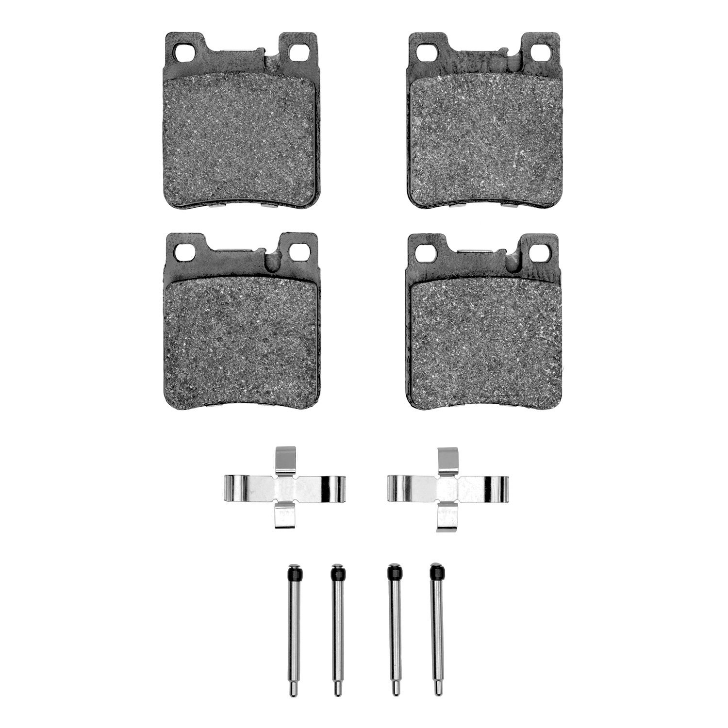 Semi-Metallic Brake Pads & Hardware Kit, 1991-2003 Mercedes-Benz, Position: Rear