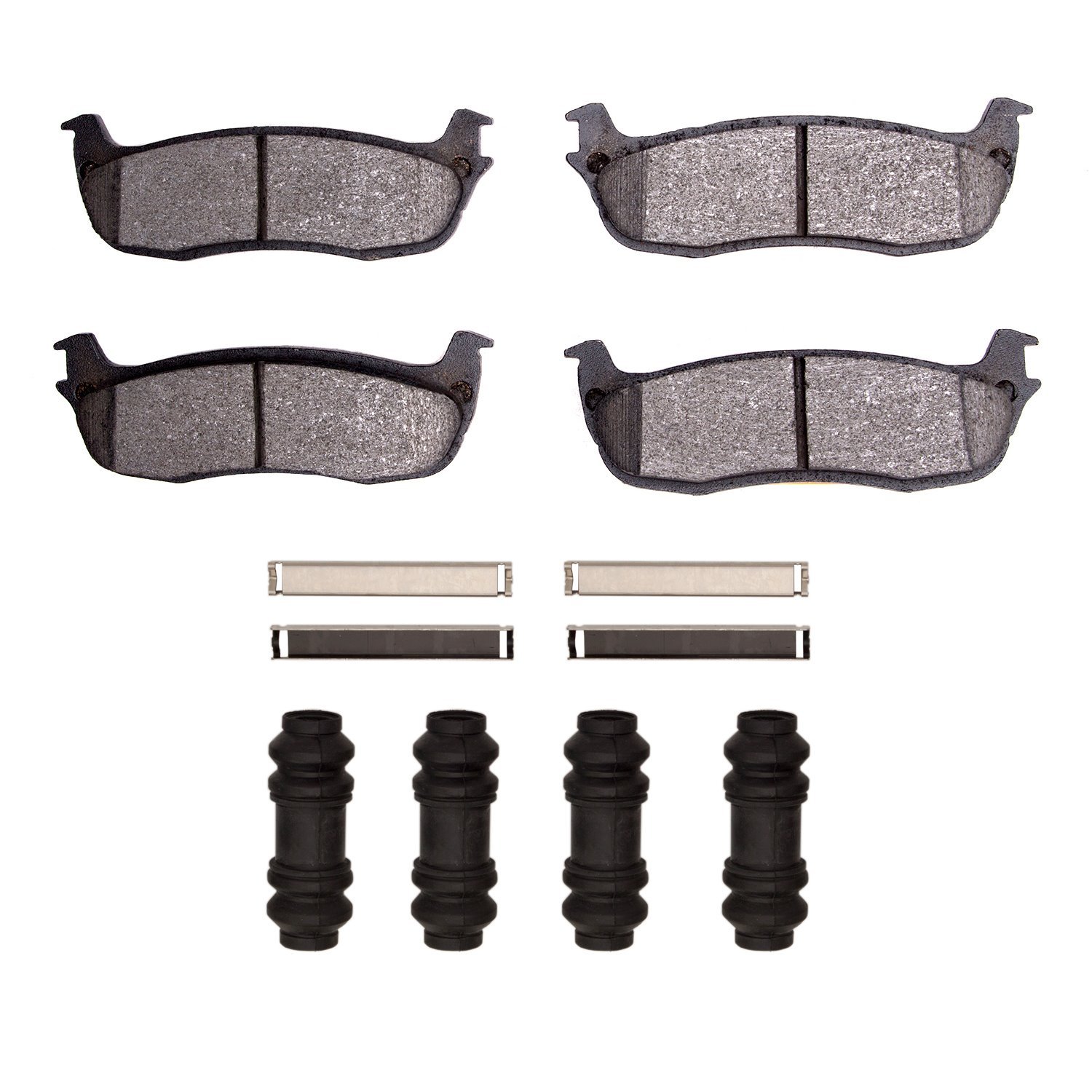 Semi-Metallic Brake Pads & Hardware Kit, 1997-2011 Ford/Lincoln/Mercury/Mazda, Position: Rear