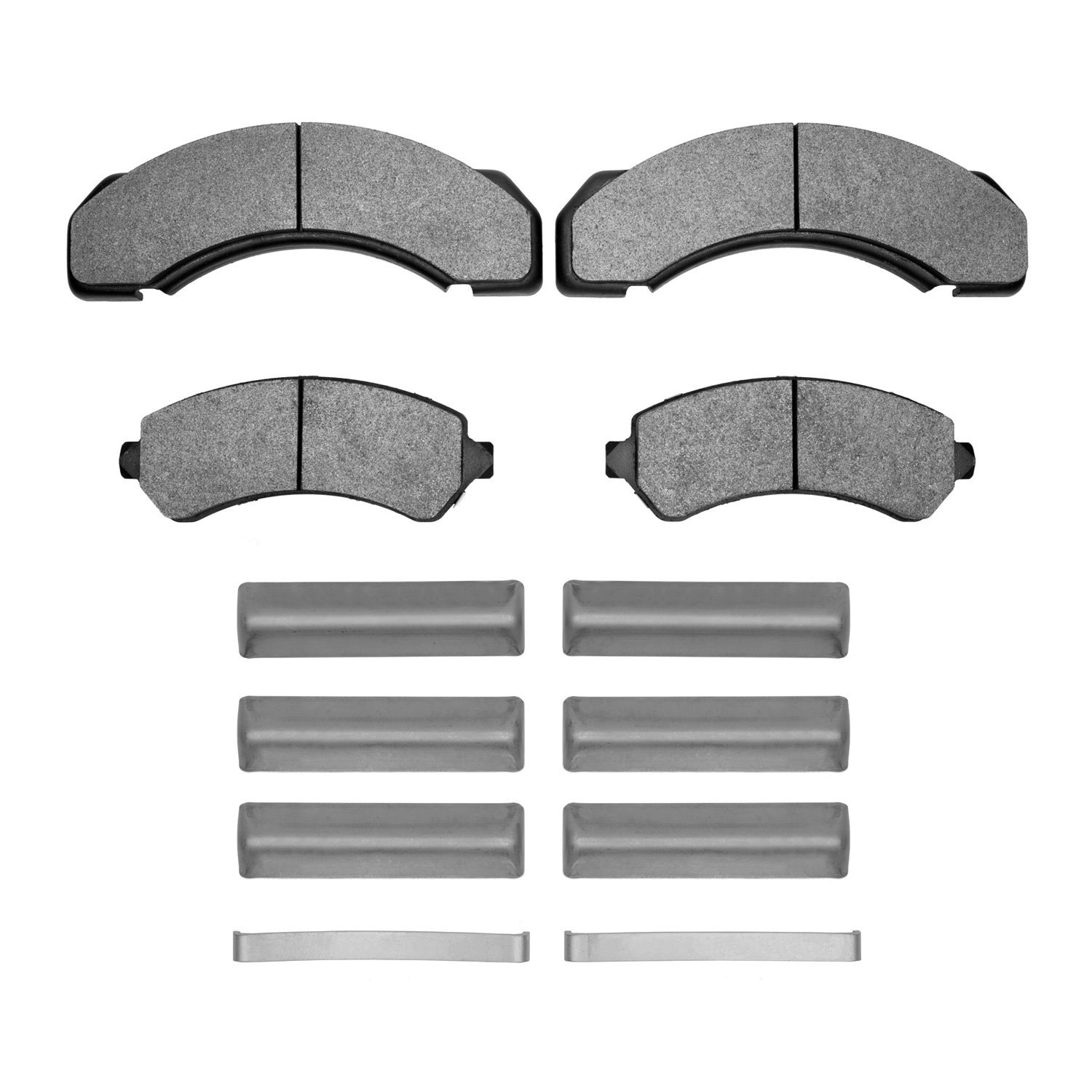 Semi-Metallic Brake Pads & Hardware Kit, 1994-2002 GM, Position: Front & Rear