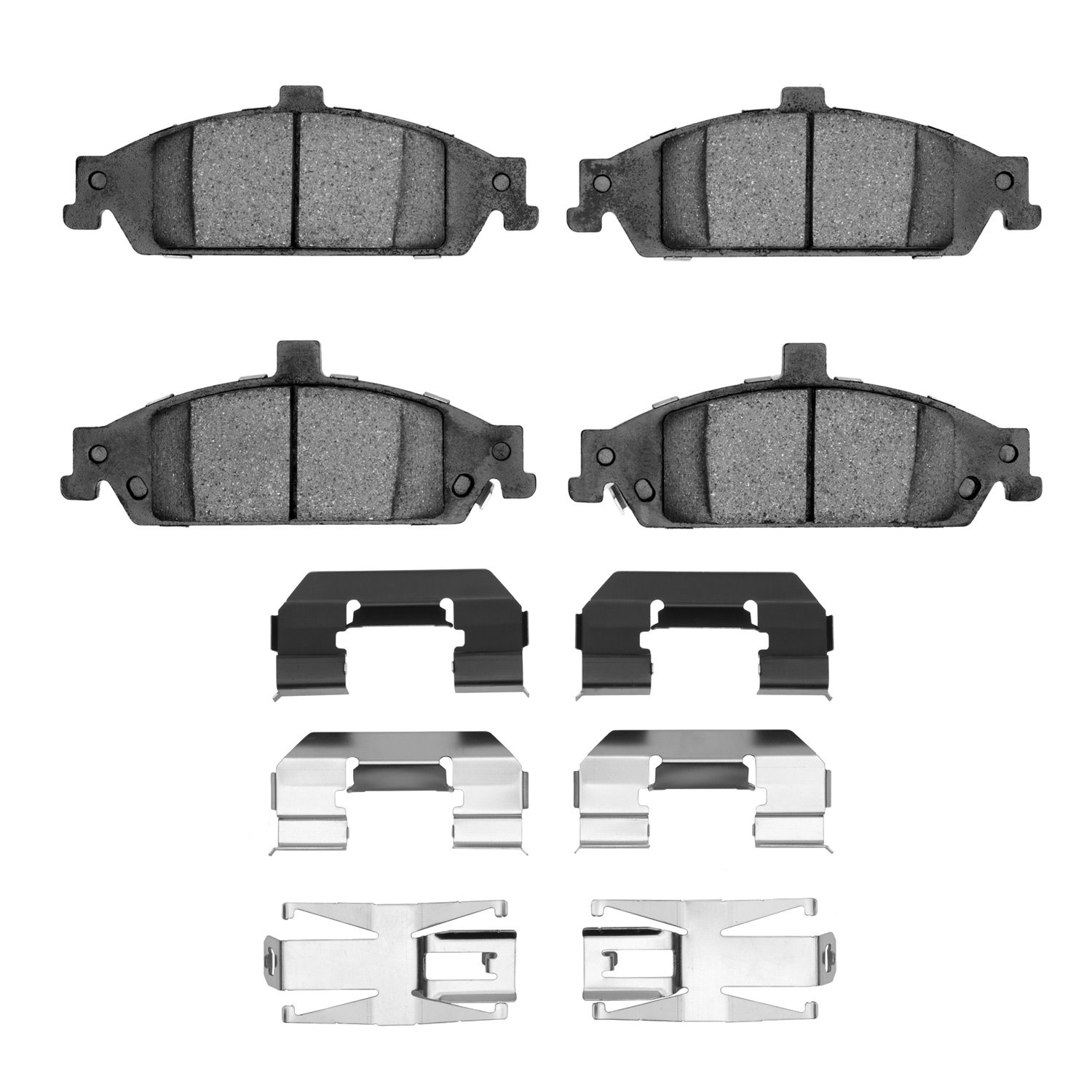 Semi-Metallic Brake Pads & Hardware Kit, 1997-2005 GM, Position: Front