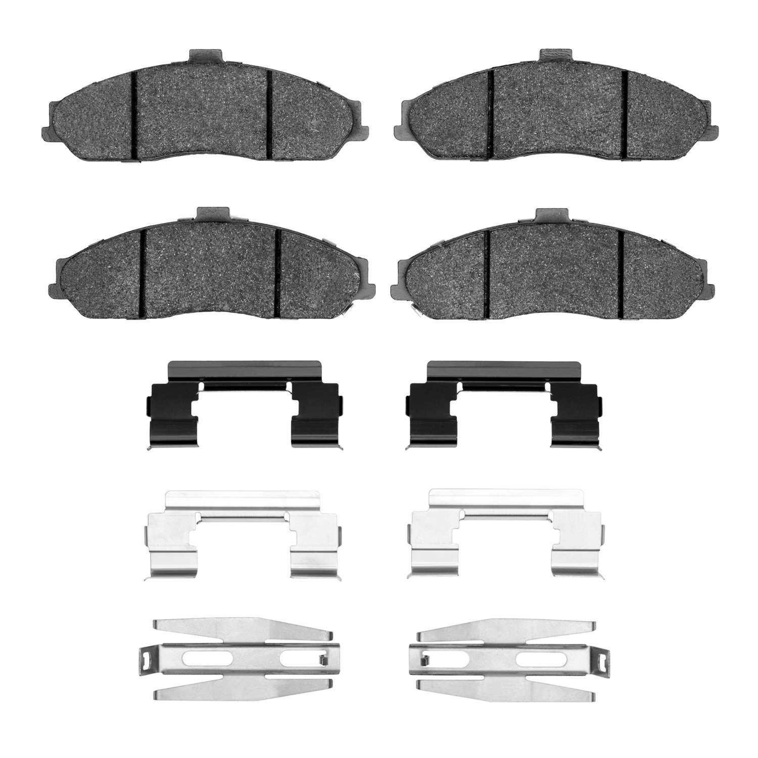 Semi-Metallic Brake Pads & Hardware Kit, 1997-2013 GM, Position: Front
