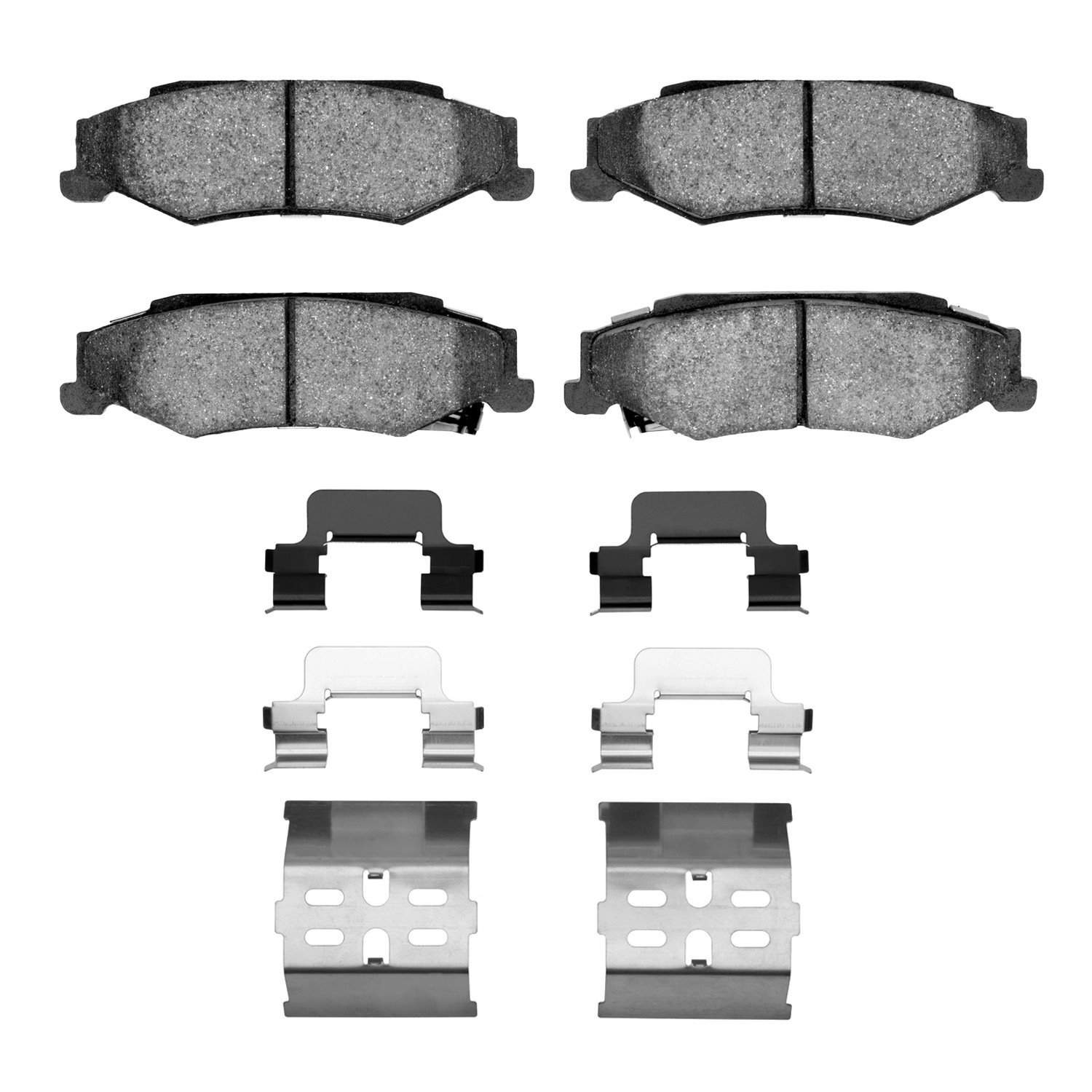 Semi-Metallic Brake Pads & Hardware Kit, 1997-2013 GM, Position: Rear