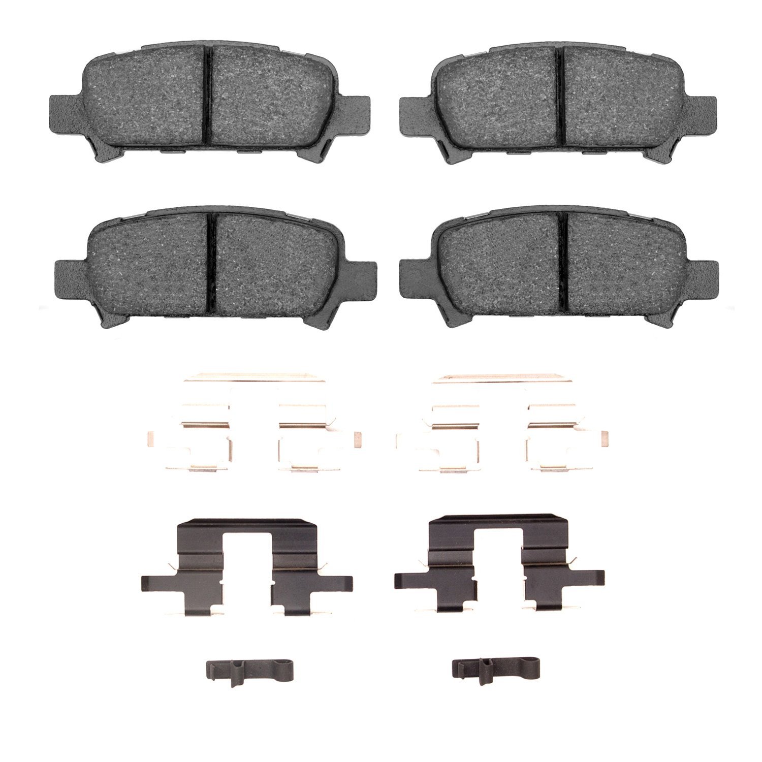 Semi-Metallic Brake Pads & Hardware Kit, 1998-2006 Subaru, Position: Rear