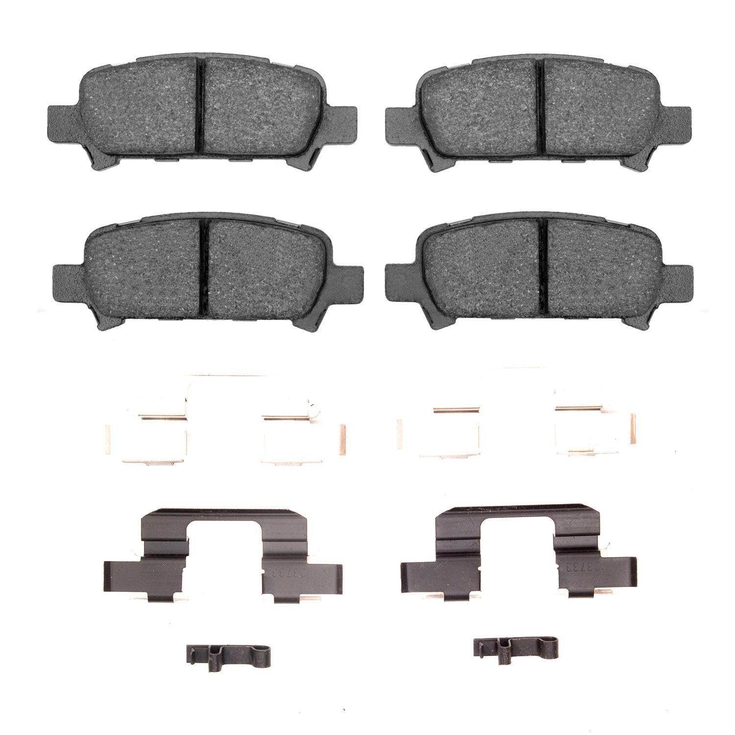 Semi-Metallic Brake Pads & Hardware Kit, 2005-2009 Subaru, Position: Rear