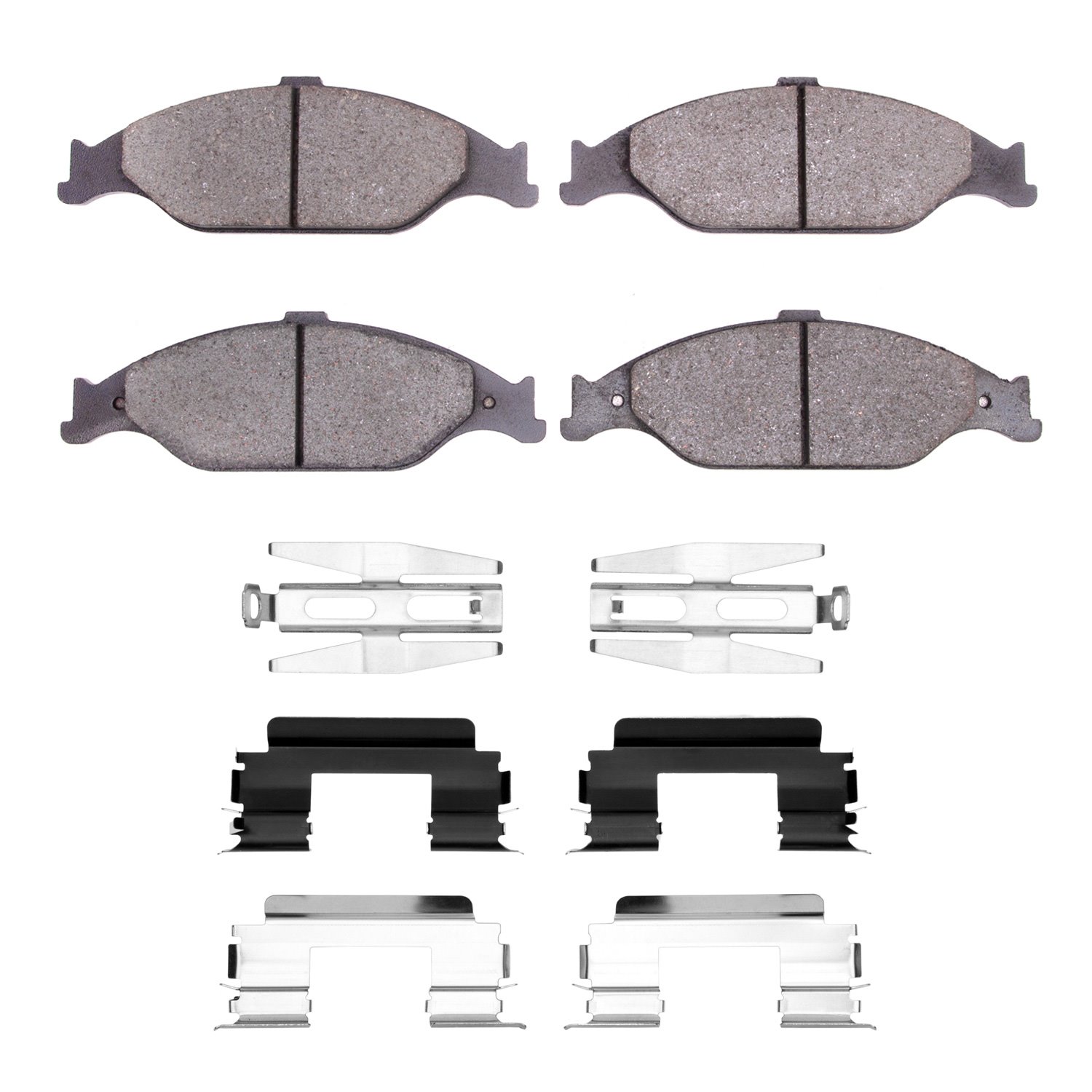 Semi-Metallic Brake Pads & Hardware Kit, 1999-2004 Ford/Lincoln/Mercury/Mazda, Position: Front
