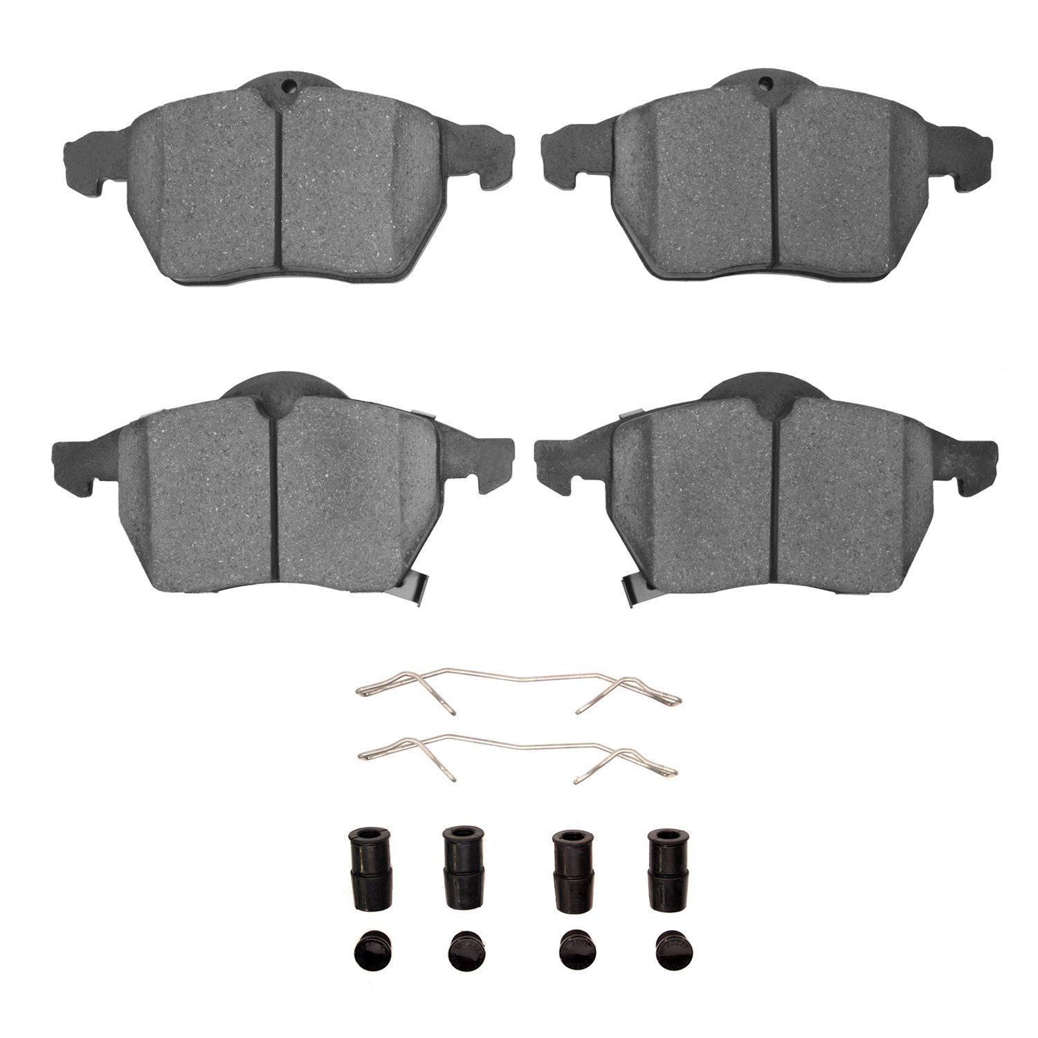 Semi-Metallic Brake Pads & Hardware Kit, 1997-2010 GM, Position: Front