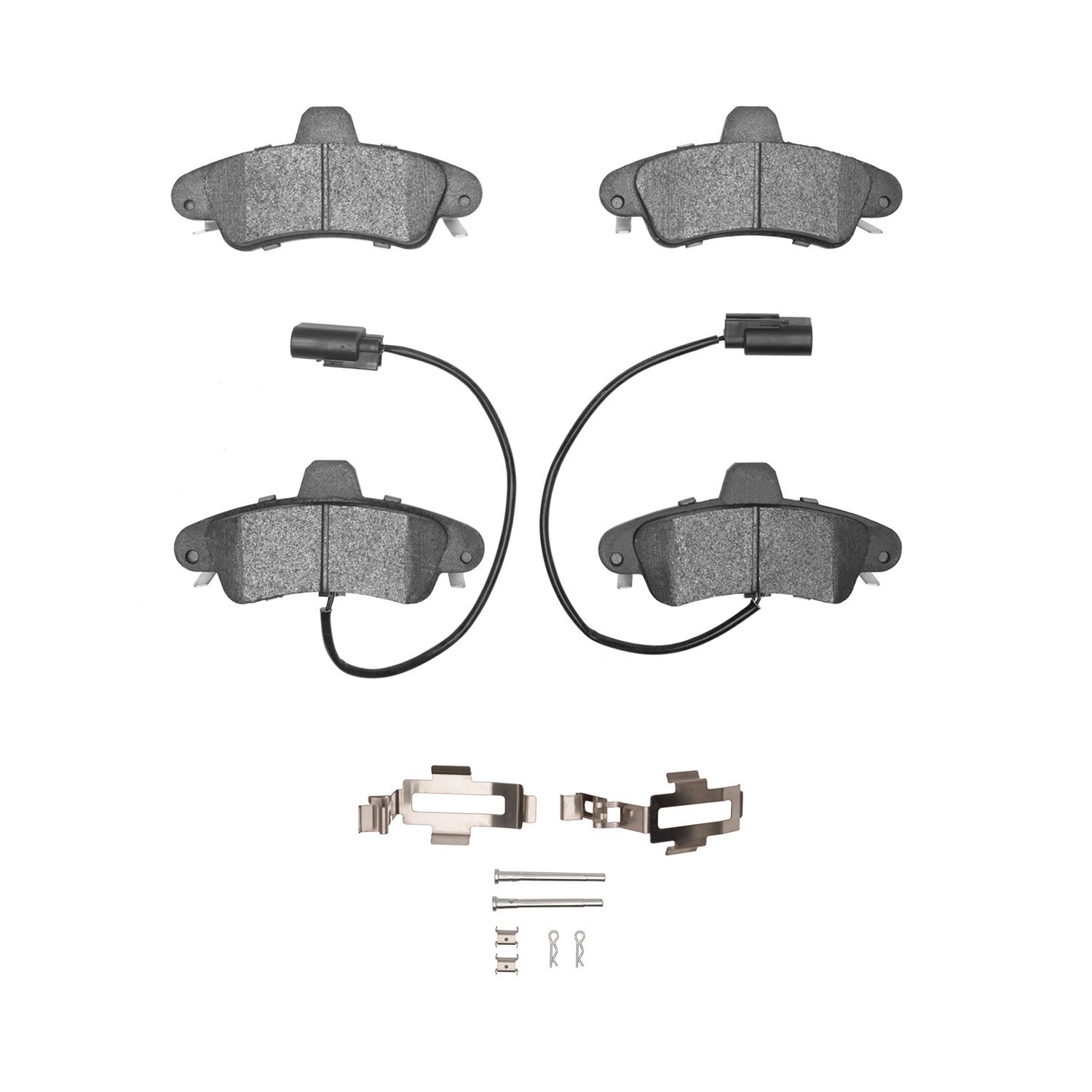 Semi-Metallic Brake Pads & Hardware Kit, 2000-2000 Ford/Lincoln/Mercury/Mazda, Position: Rear