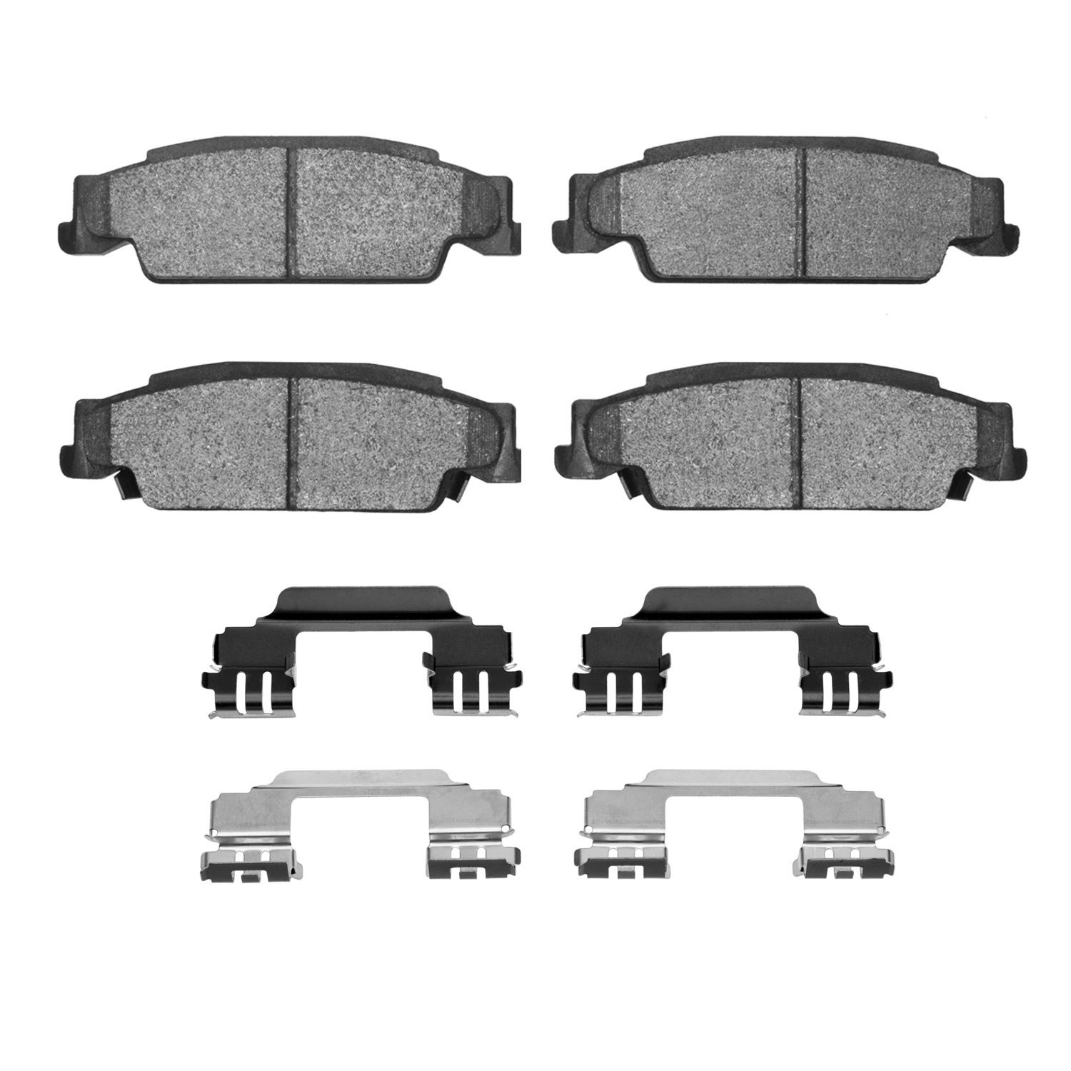 Semi-Metallic Brake Pads & Hardware Kit, 2003-2011 GM, Position: Rear