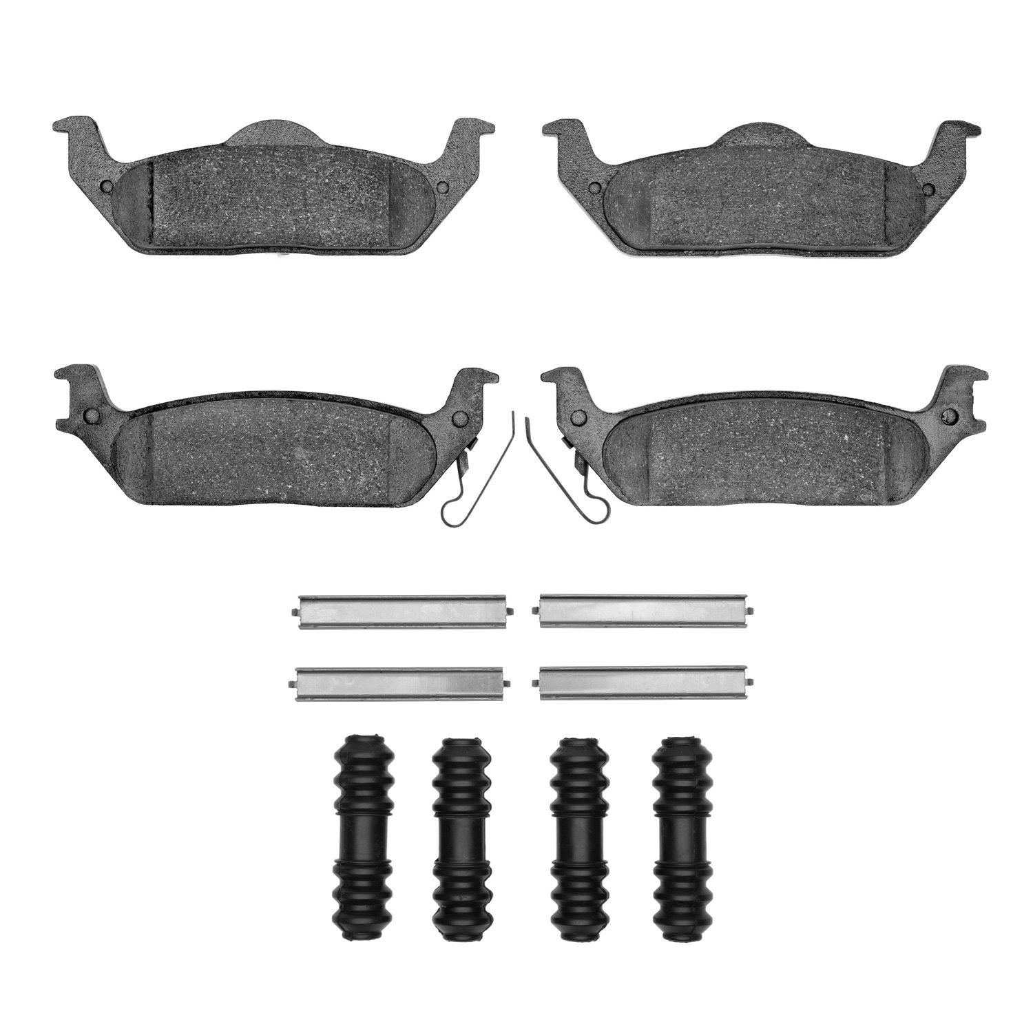 Semi-Metallic Brake Pads & Hardware Kit, 2004-2011 Ford/Lincoln/Mercury/Mazda, Position: Rear
