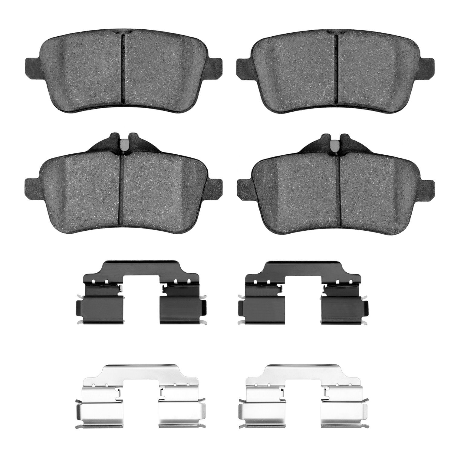 Semi-Metallic Brake Pads & Hardware Kit, 2012-2018 Mercedes-Benz, Position: Rear