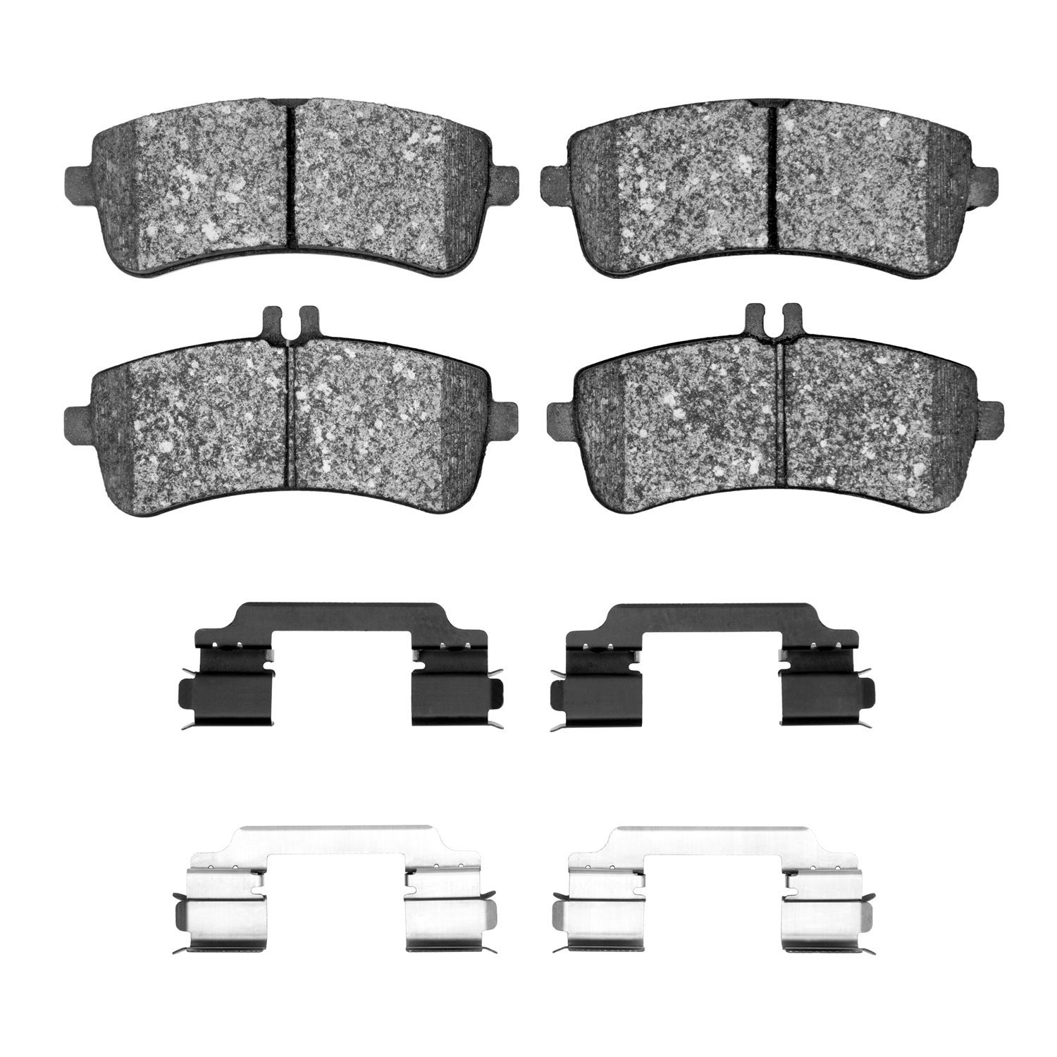 Semi-Metallic Brake Pads & Hardware Kit, 2013-2021 Mercedes-Benz, Position: Rear