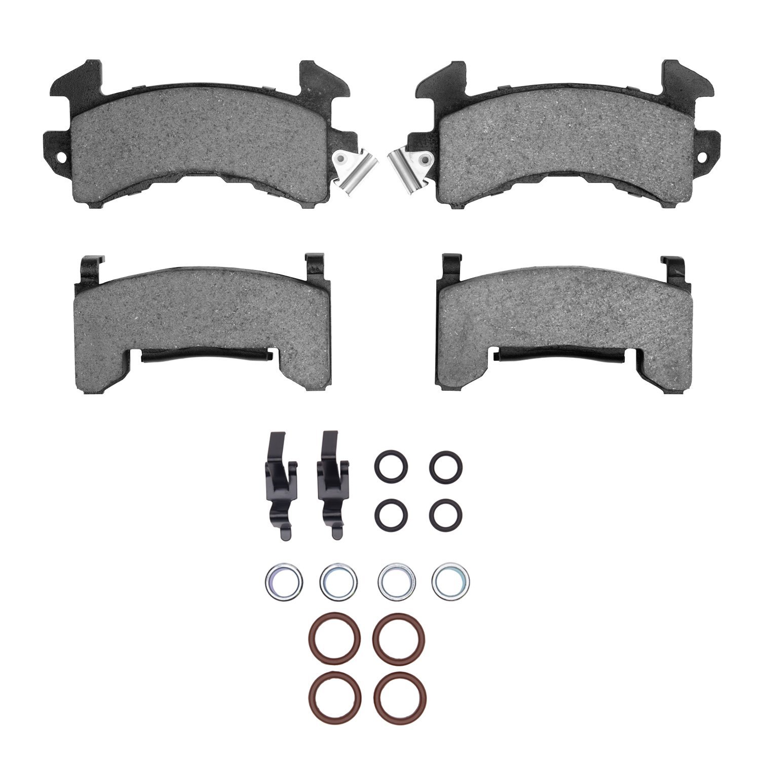 Optimum OE Brake Pads & Hardware Kit, 1978-2002 GM, Position: Front