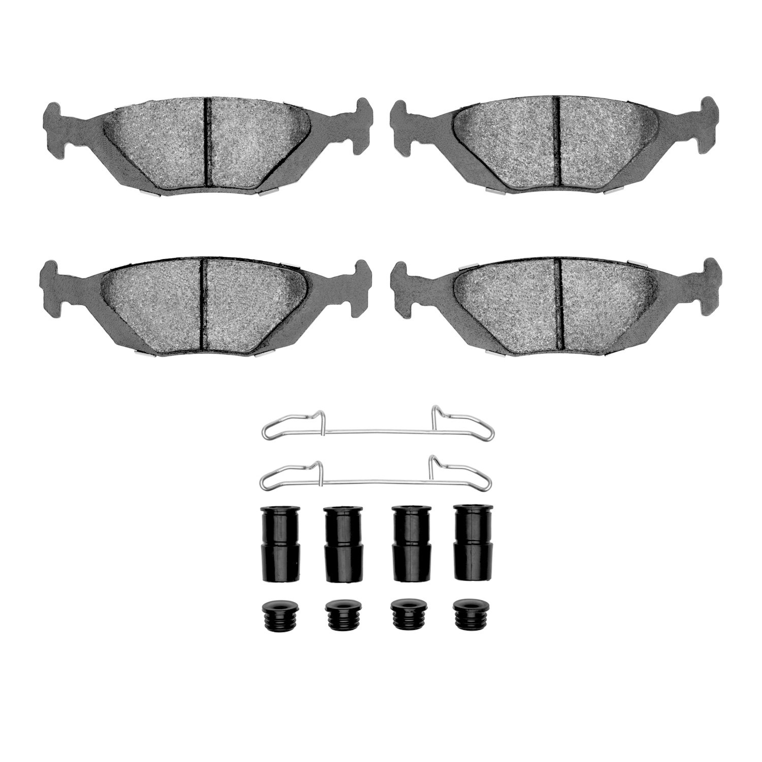 Optimum OE Brake Pads & Hardware Kit, 1986-1998 GM, Position: Rear