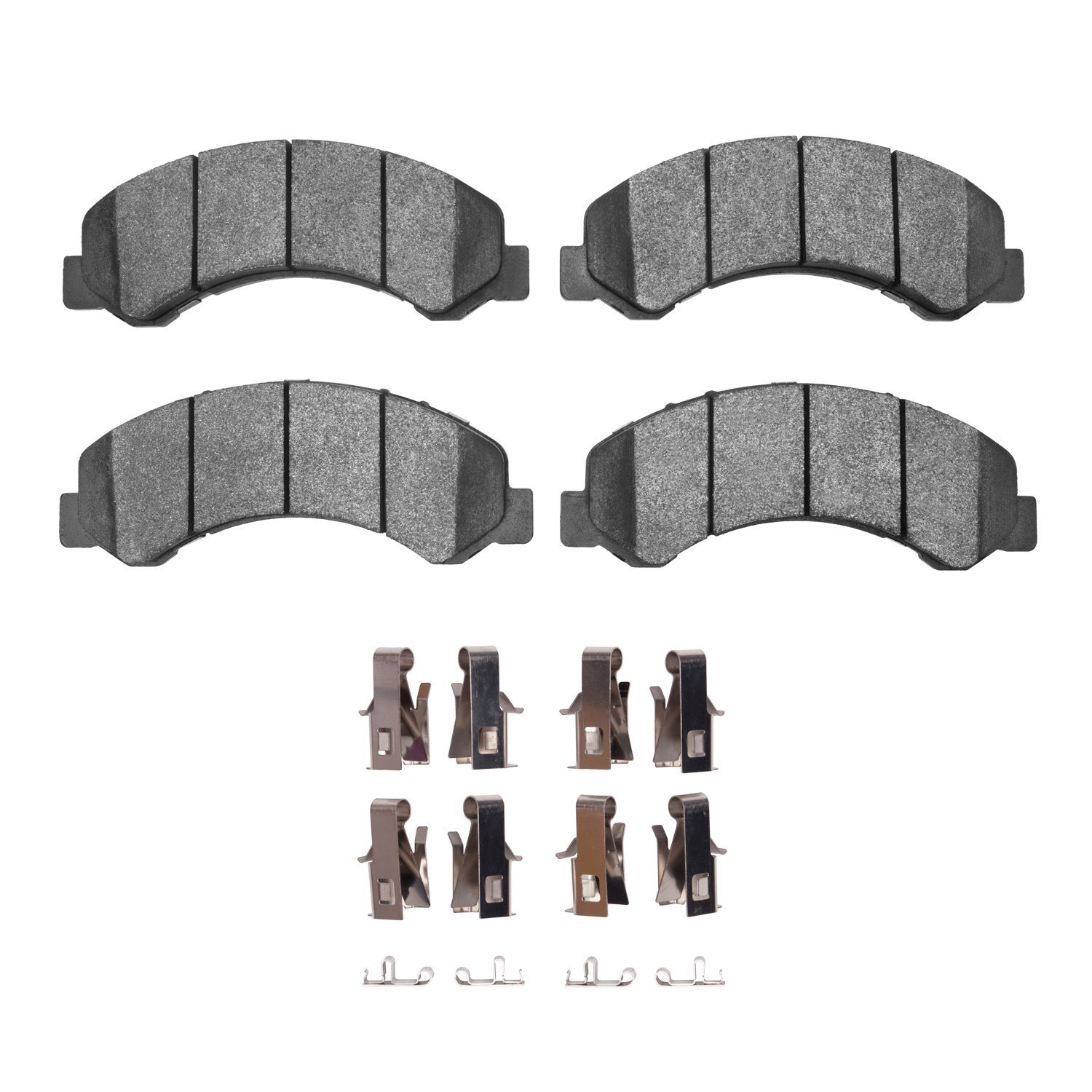 Optimum OE Brake Pads & Hardware Kit, 1998-1999 GM, Position: Front