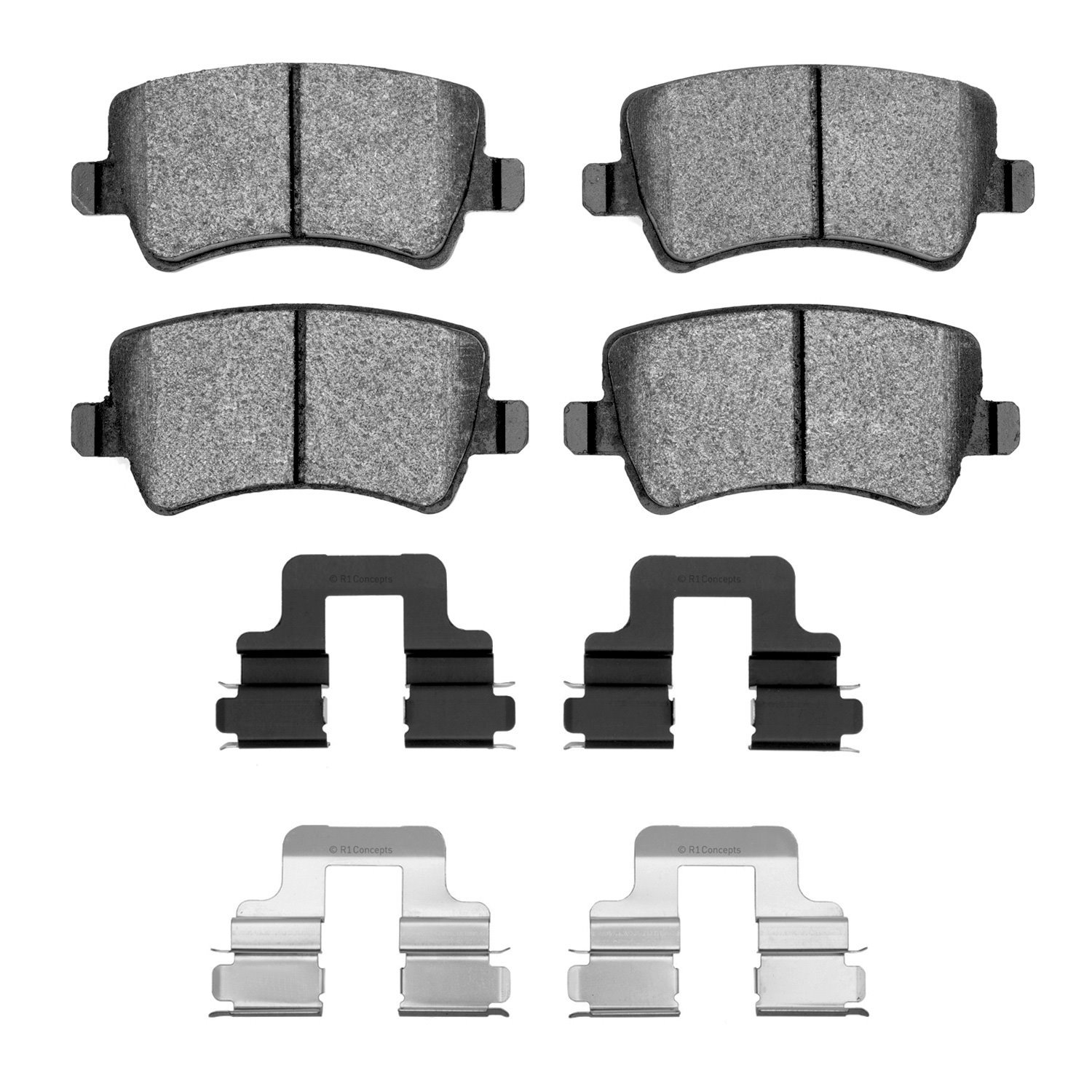 Euro Ceramic Brake Pads & Hardware Kit, 2007-2018 Fits Multiple Makes/Models, Position: Rear