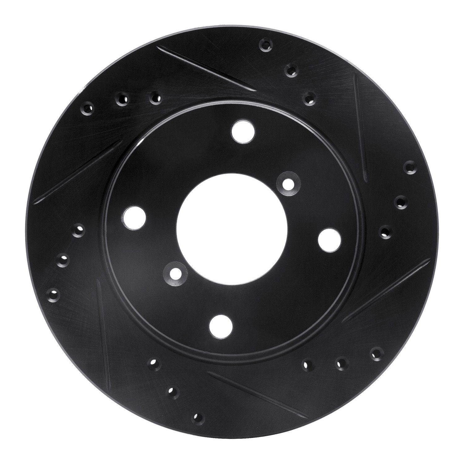 E-Line Drilled & Slotted Black Brake Rotor, 1989-1994 Suzuki, Position: Front Right